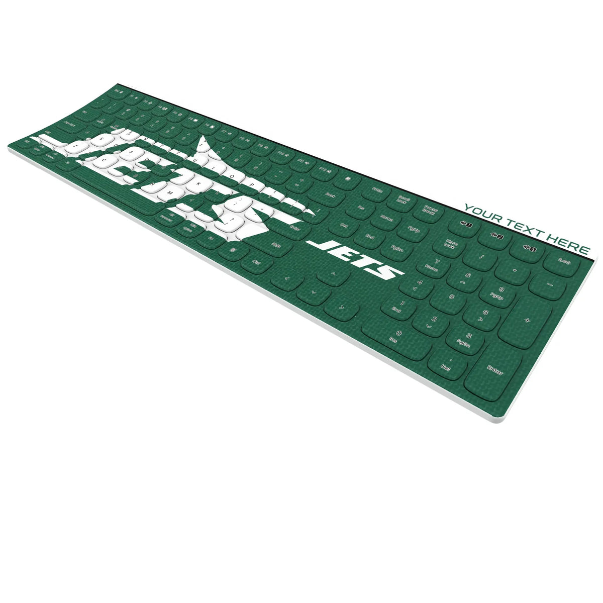New York Jets Personalized Endzone Solid KKB605 Curved Wireless Keyboard - Isometric View