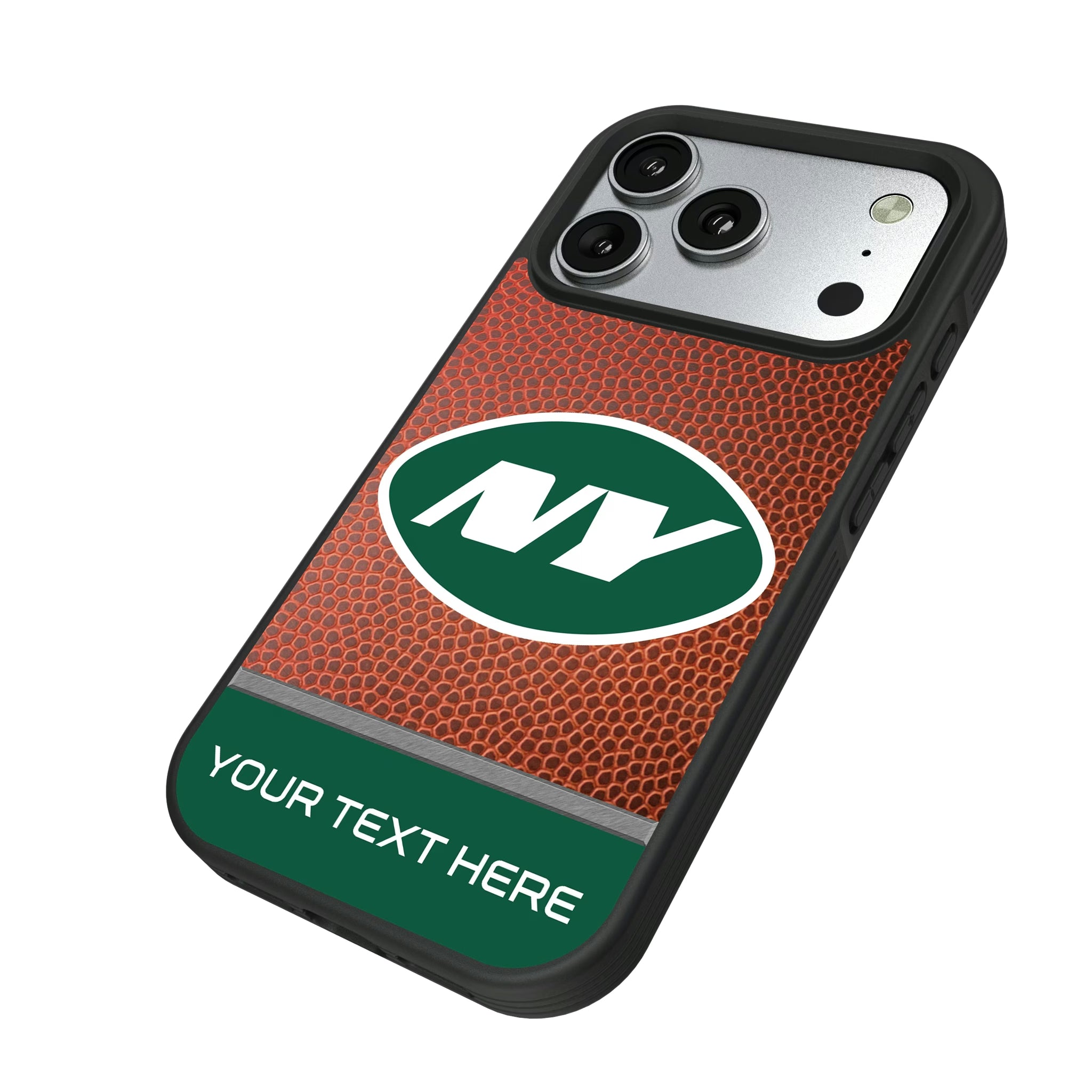 New York Jets Personalized Football iPhone Bump Phone Case for Apple iPhone - Isometric View#Device_iPhone 17 Pro