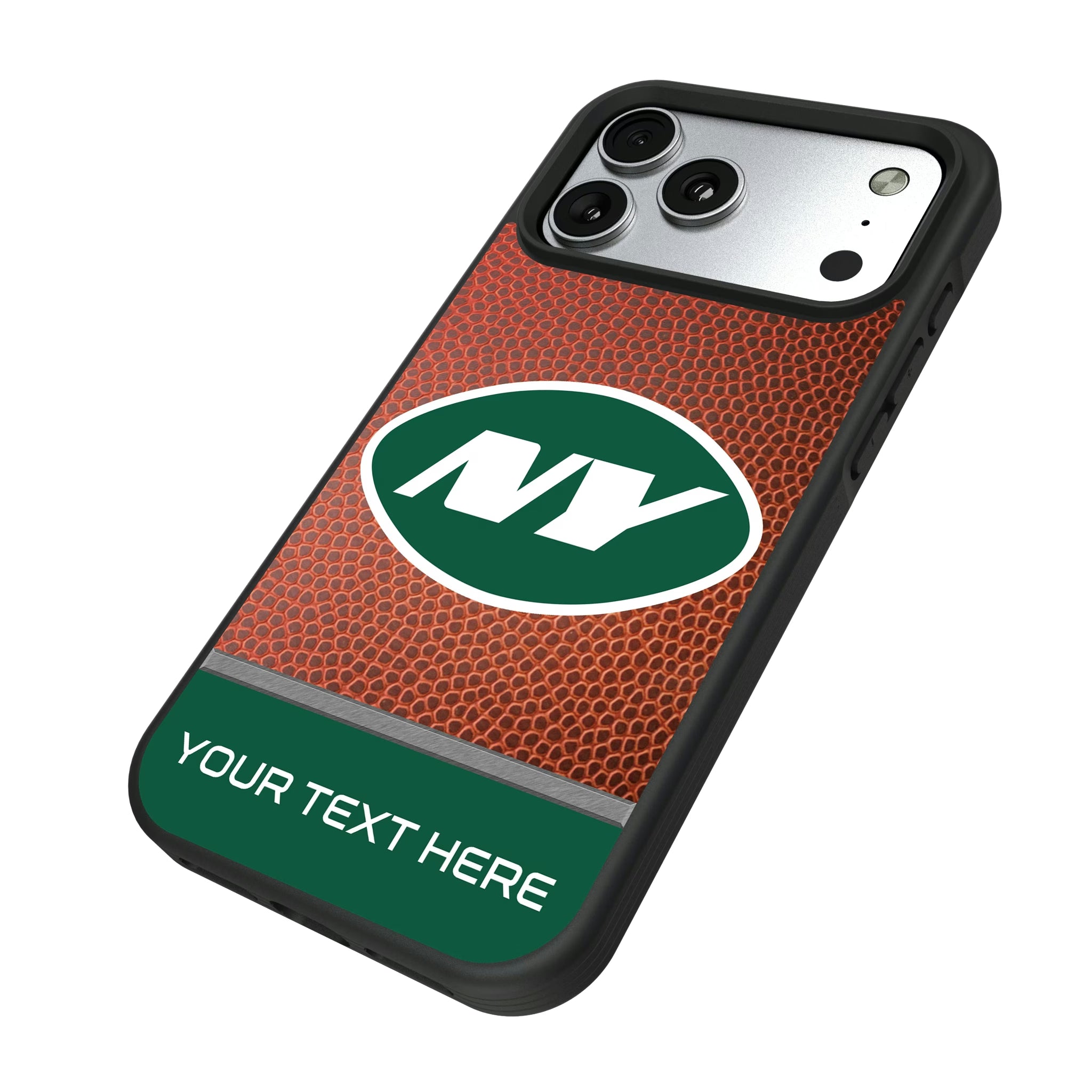 New York Jets Personalized Football iPhone Bump Phone Case for Apple iPhone - Isometric View#Device_iPhone 17 Pro Max