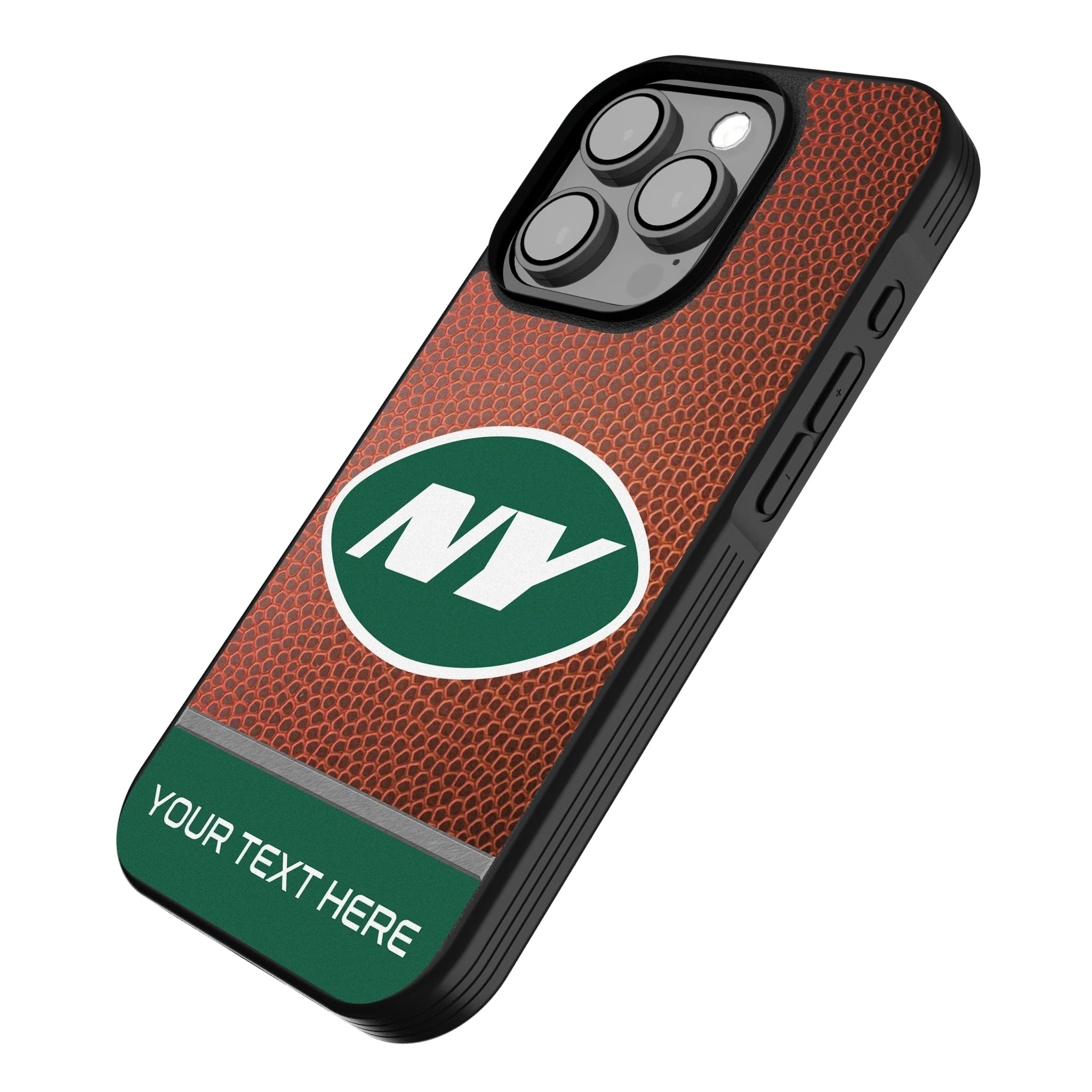 New York Jets Personalized Football iPhone Bump Phone Case for Apple iPhone - Isometric View