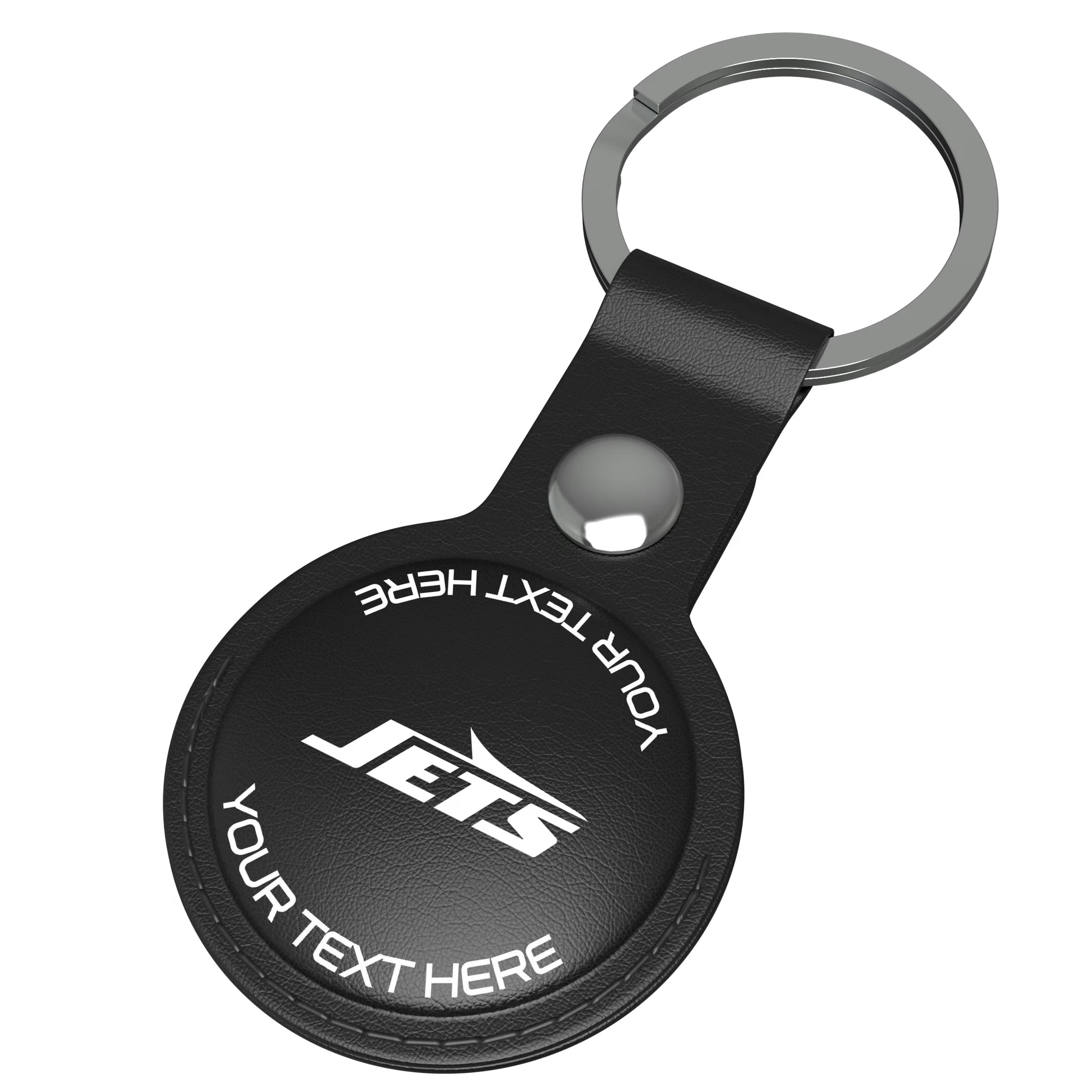 New York Jets Personalized Insignia AirTag Black Airtag Holder - Isometric View