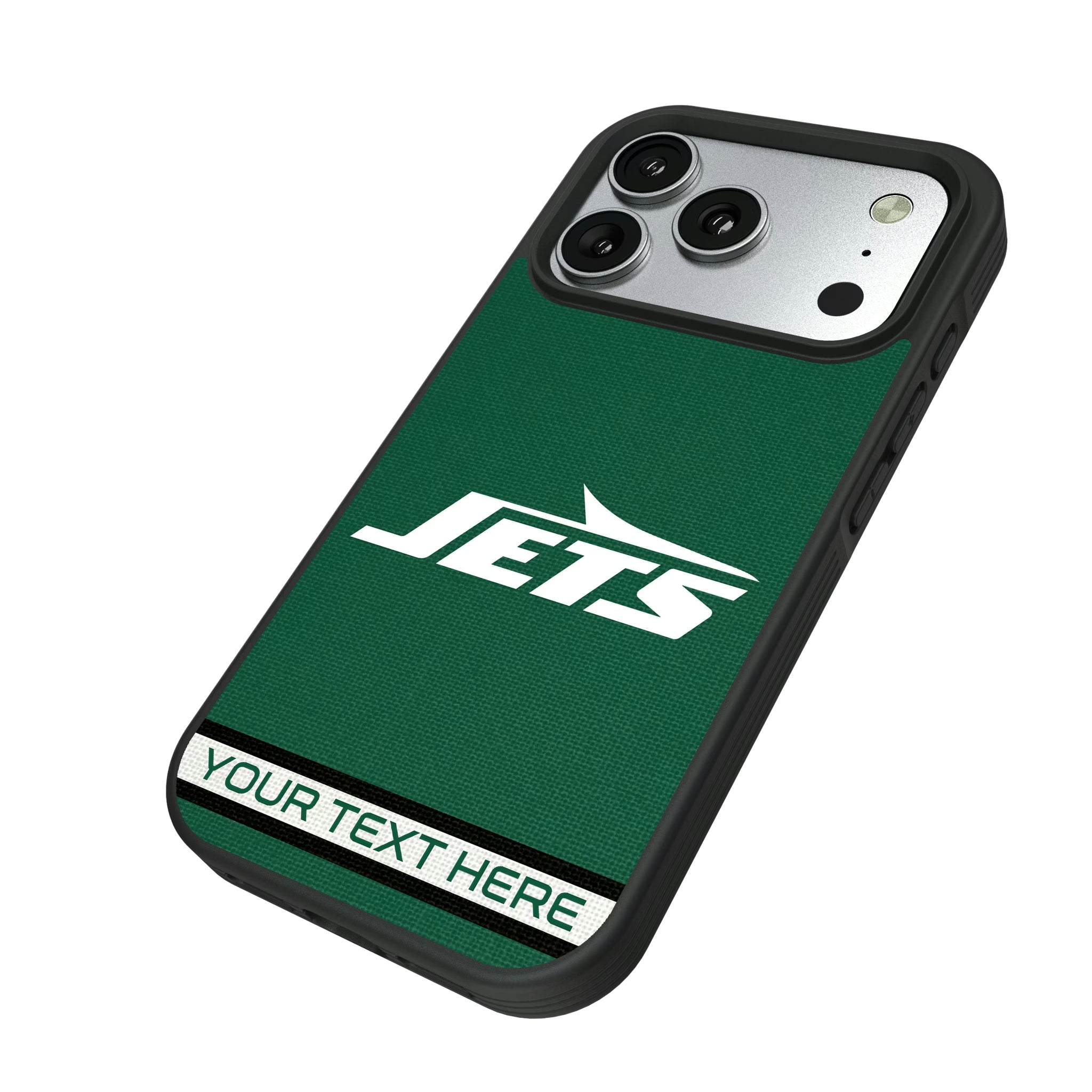 New York Jets Personalized Stripe iPhone Bump Phone Case for Apple iPhone - Isometric View#Device_iPhone 17 Pro