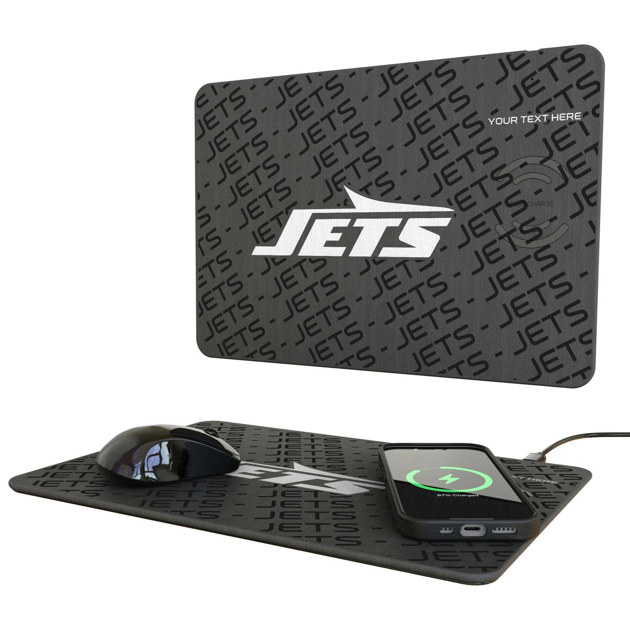 New York Jets Personalized Tilt 15-Watt Wireless Charger and Mouse Pad