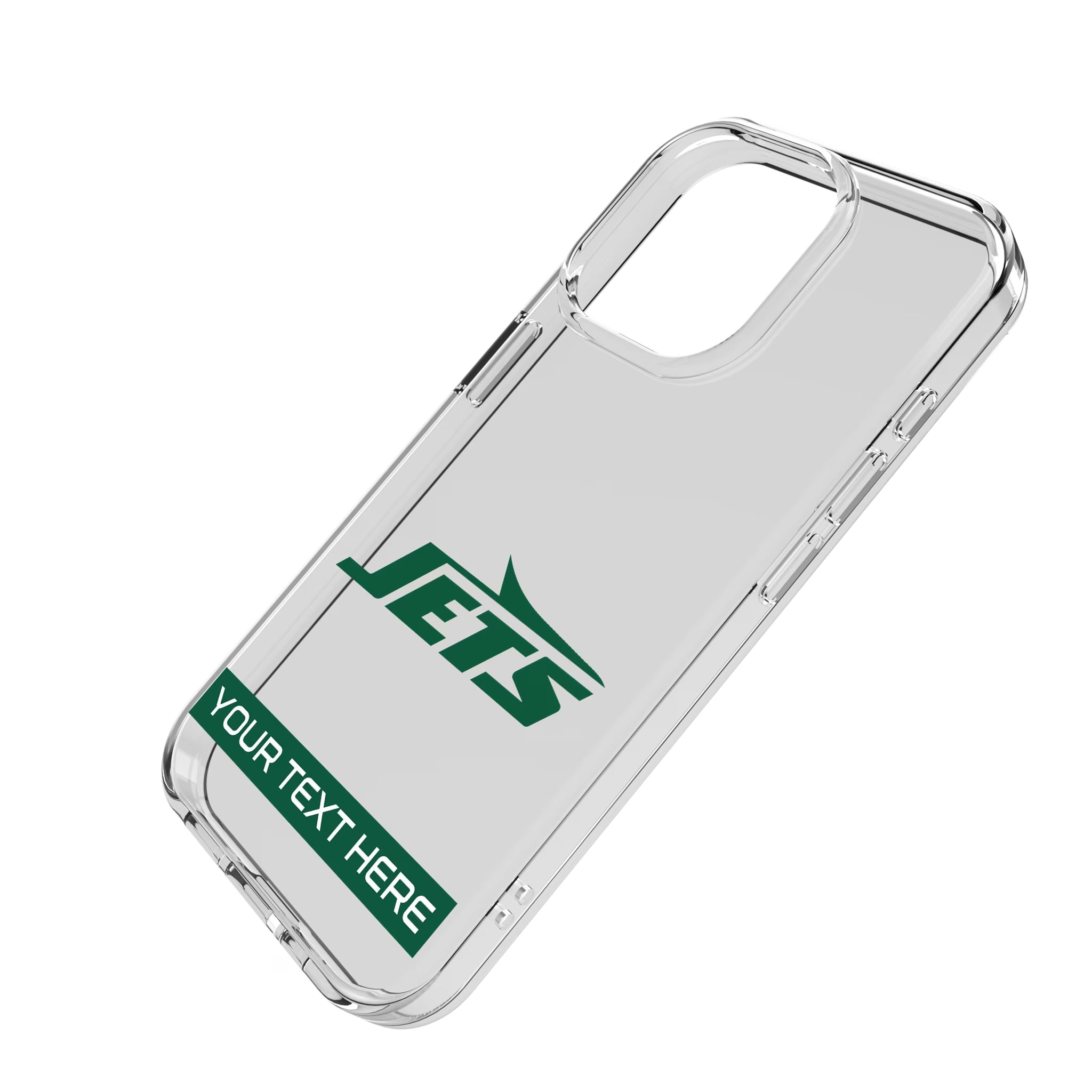 New York Jets Personalized Tilt iPhone Clear Phone Case for Apple iPhone - Isometric View