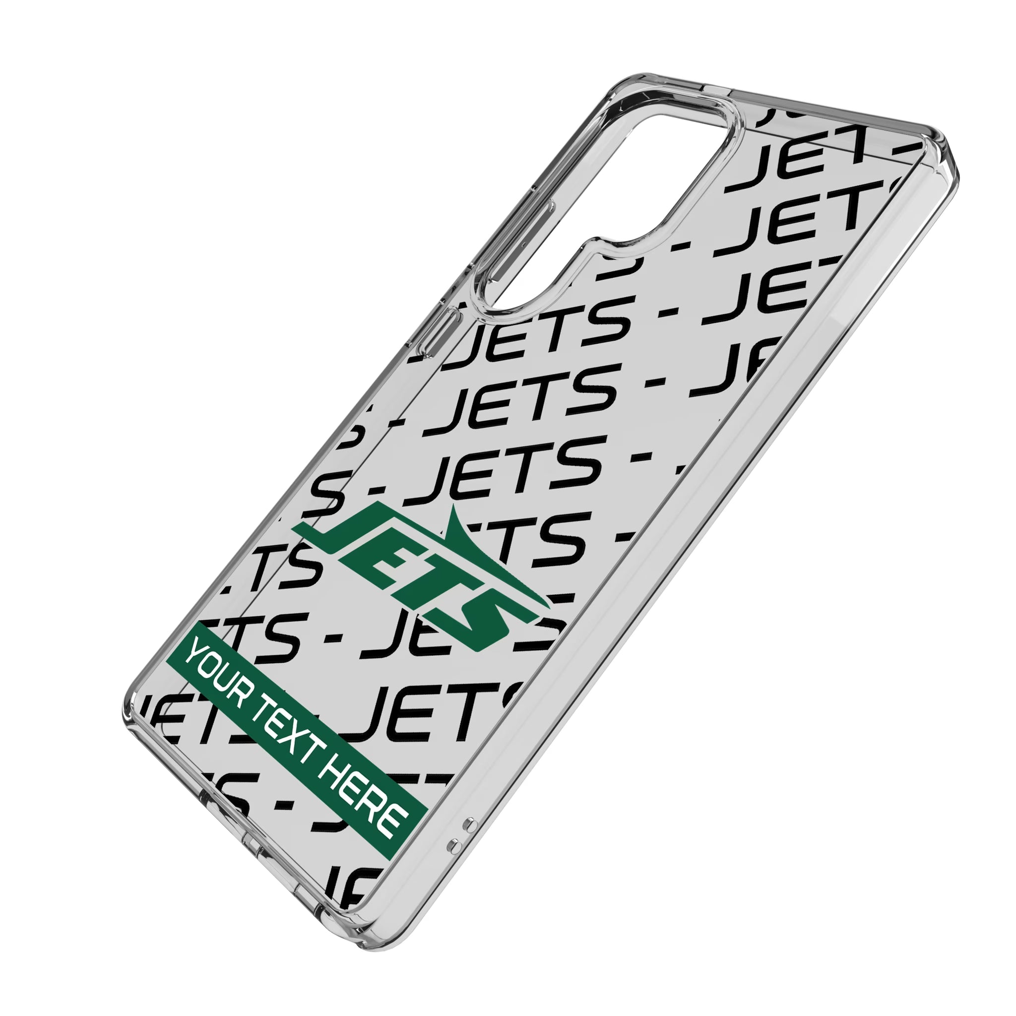 New York Jets Personalized Tilt Galaxy Clear Phone Case for Samsung Galaxy - Isometric View