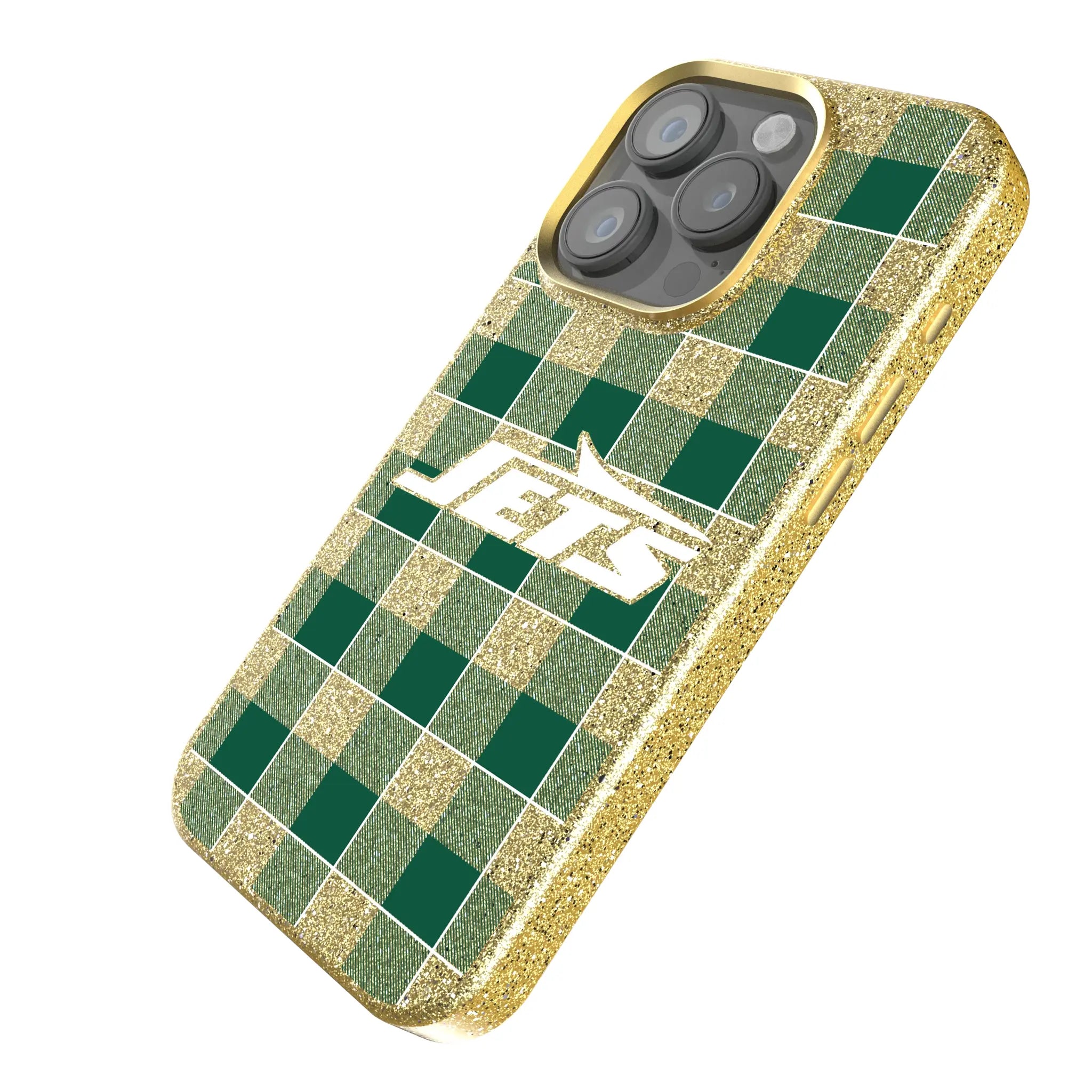 New York Jets Plaid iPhone Bling Phone Case for Apple iPhone - Isometric View