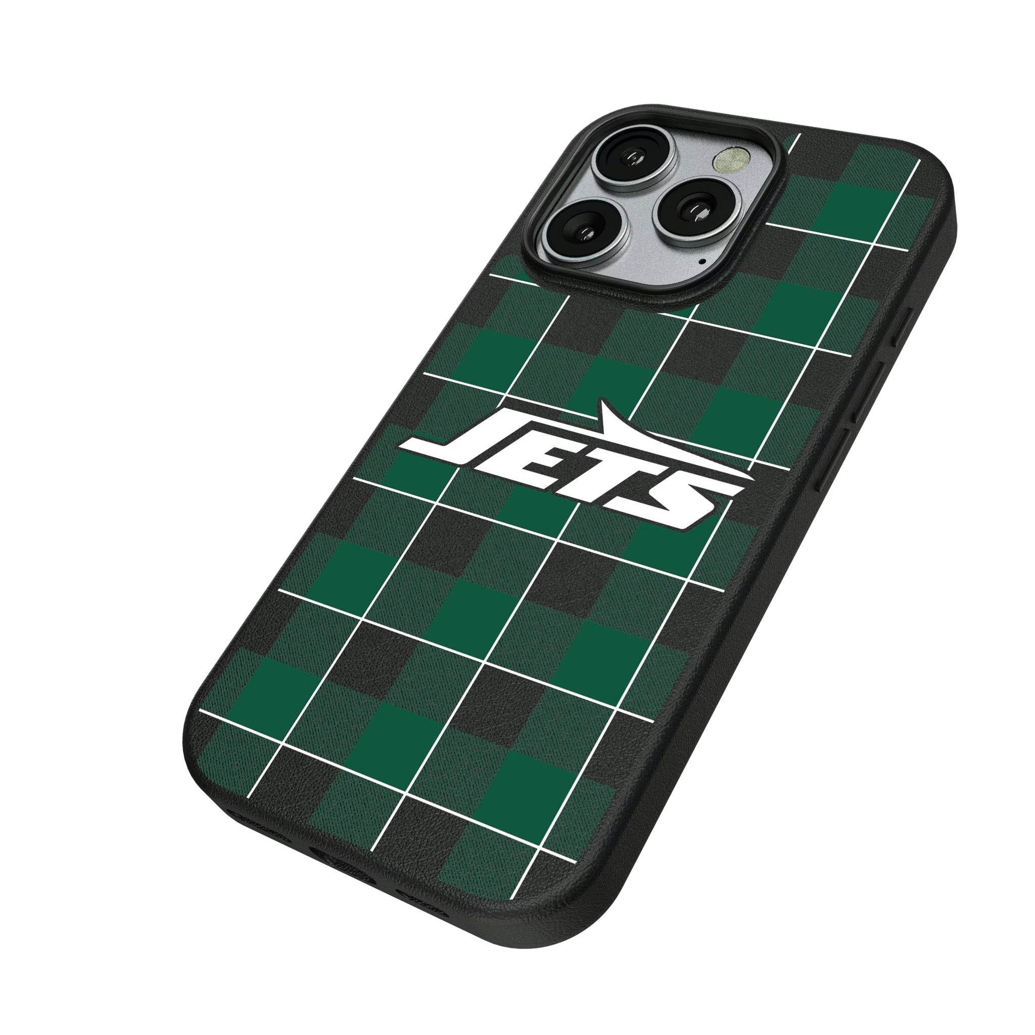 New York Jets Plaid iPhone MagSafe Compatible Phone Case for Apple iPhone - Isometric View