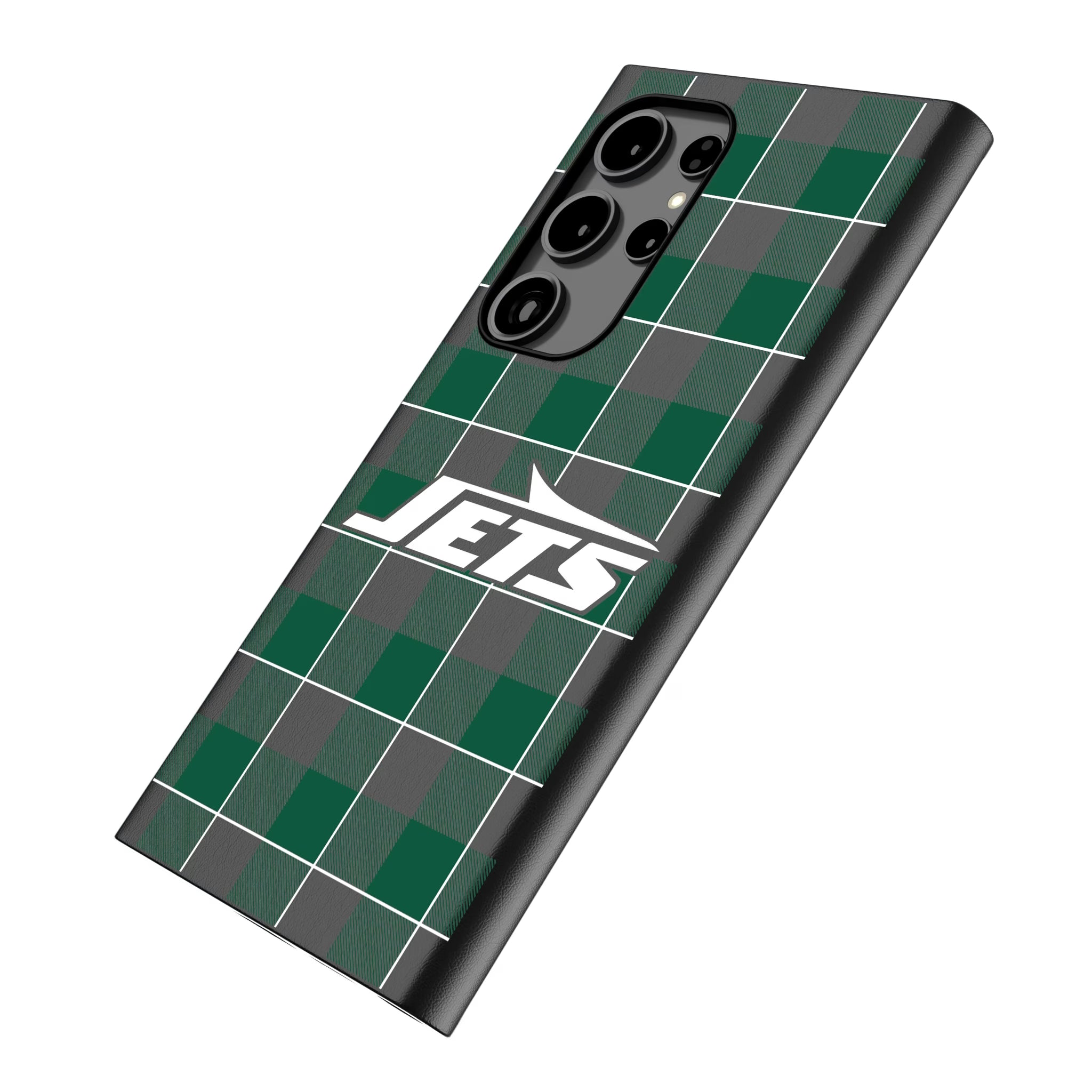 New York Jets Plaid Galaxy MagSafe Compatible Phone Case for Samsung Galaxy - Isometric View
