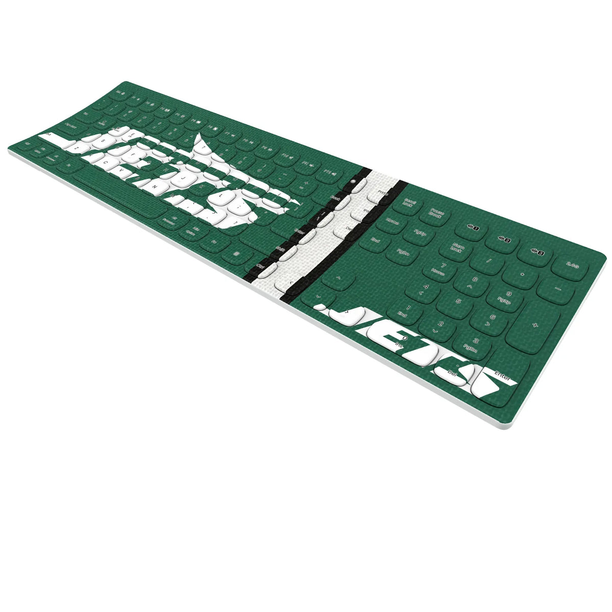 New York Jets Stripe KKB605 Curved Wireless Keyboard - Isometric View
