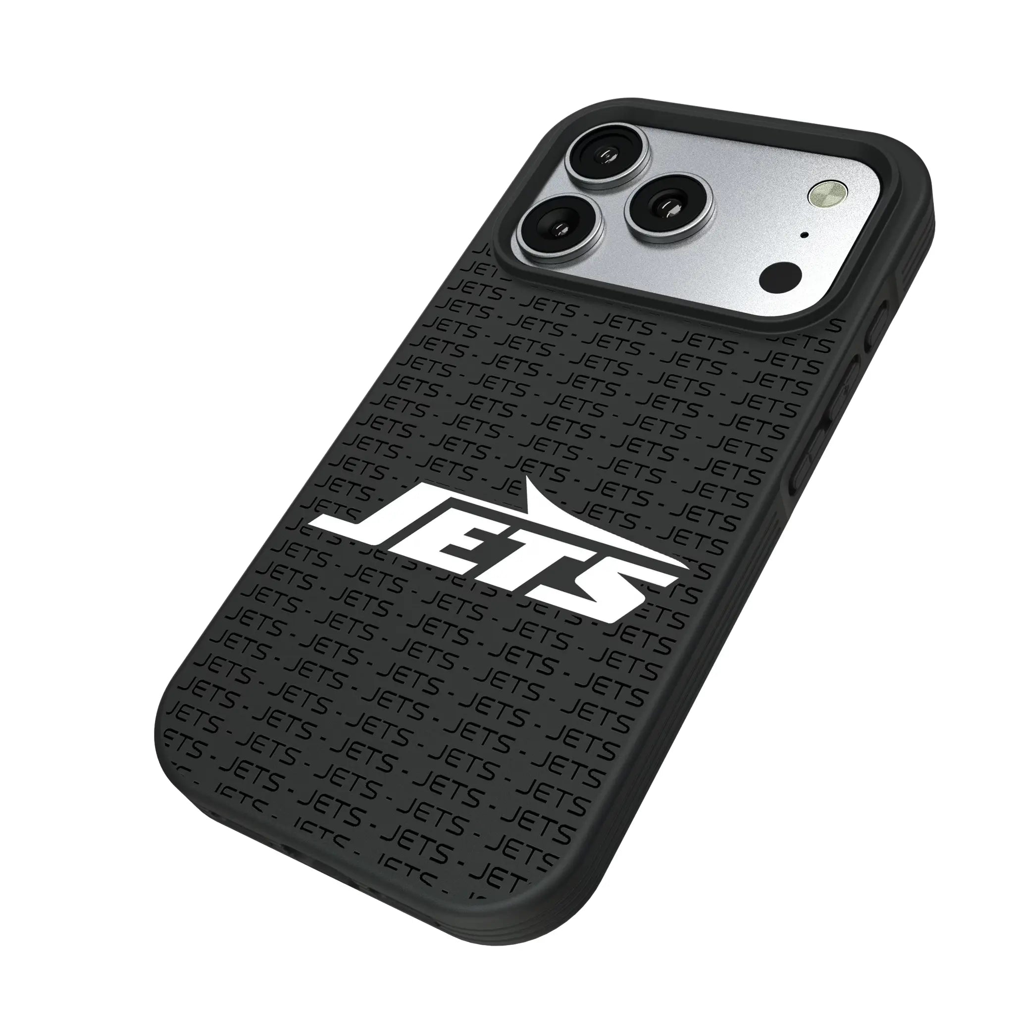 New York Jets Text Backdrop iPhone Bump Phone Case for Apple iPhone - Isometric View#Device_iPhone 17 Pro