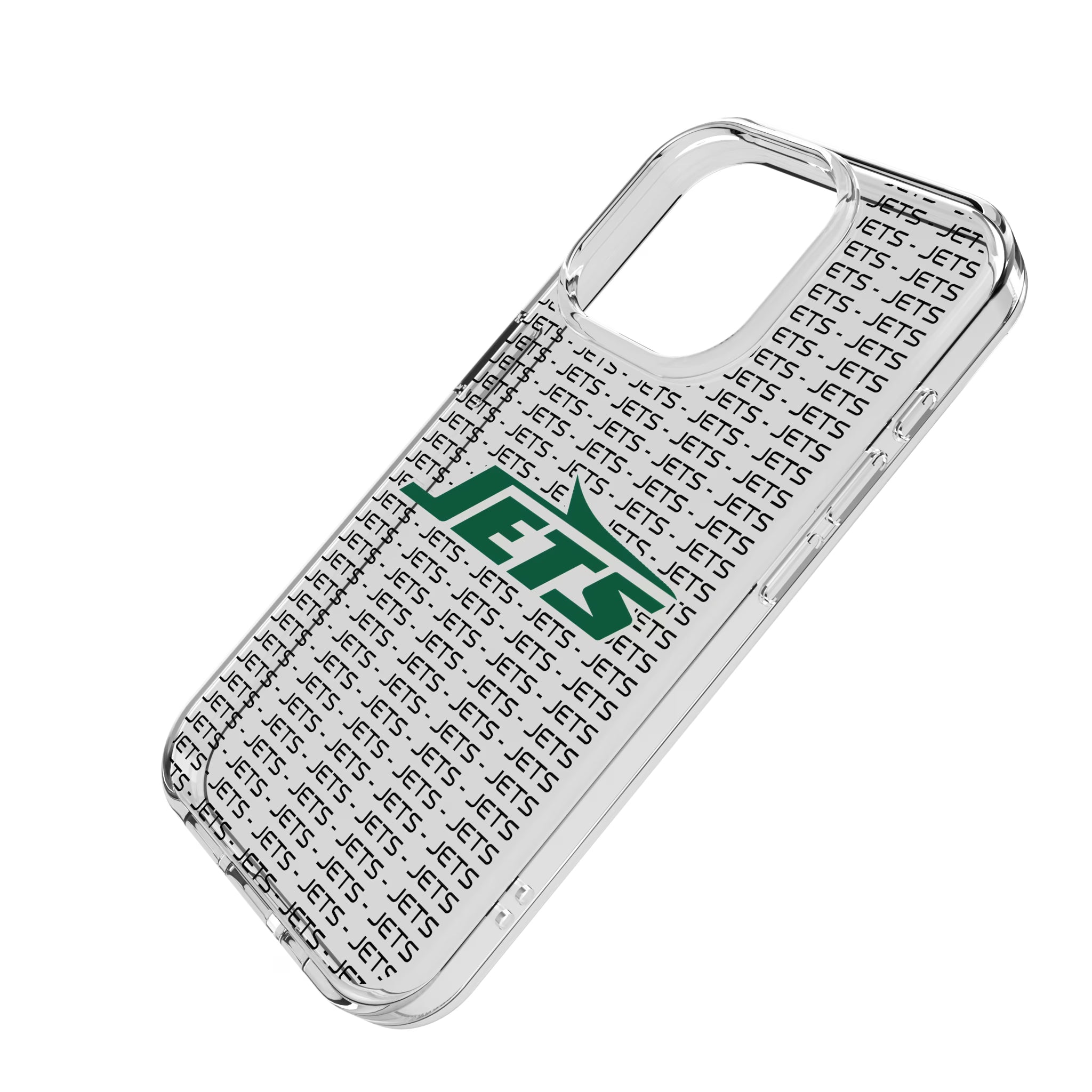New York Jets Text Backdrop iPhone Clear Phone Case for Apple iPhone - Isometric View