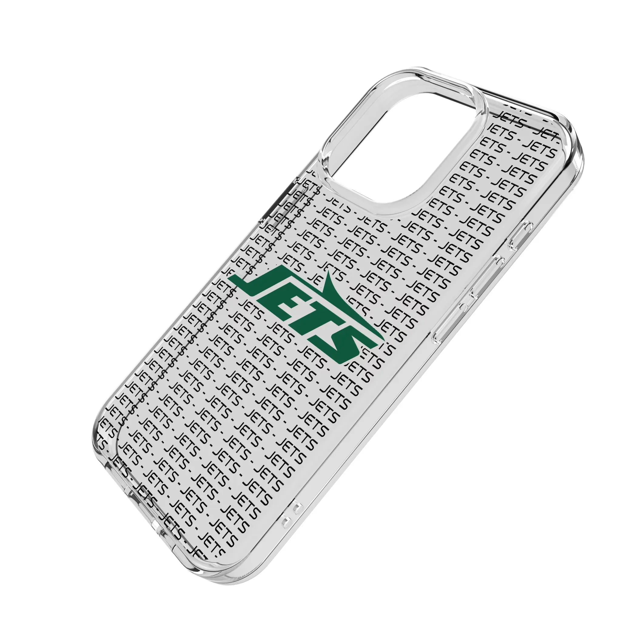 New York Jets Text Backdrop iPhone Clear Phone Case for Apple iPhone - Isometric View