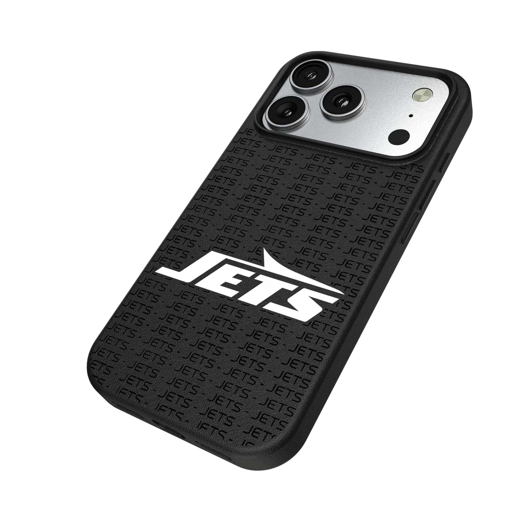 New York Jets Text Backdrop iPhone MagSafe Compatible Phone Case for Apple iPhone - Isometric View#Device_iPhone 17 Pro
