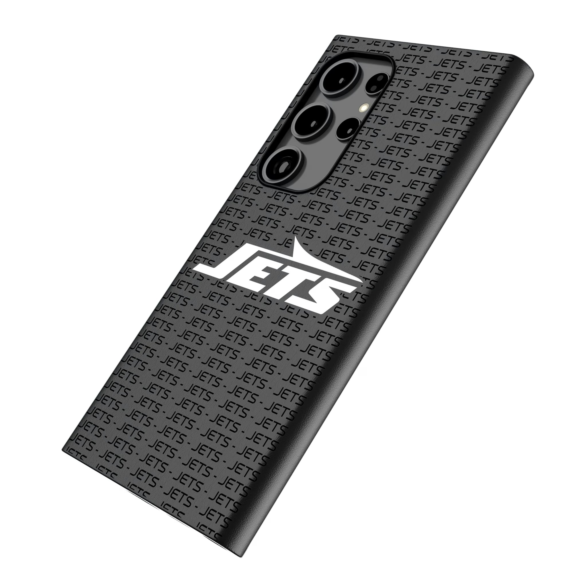 New York Jets Text Backdrop Galaxy MagSafe Compatible Phone Case for Samsung Galaxy - Isometric View