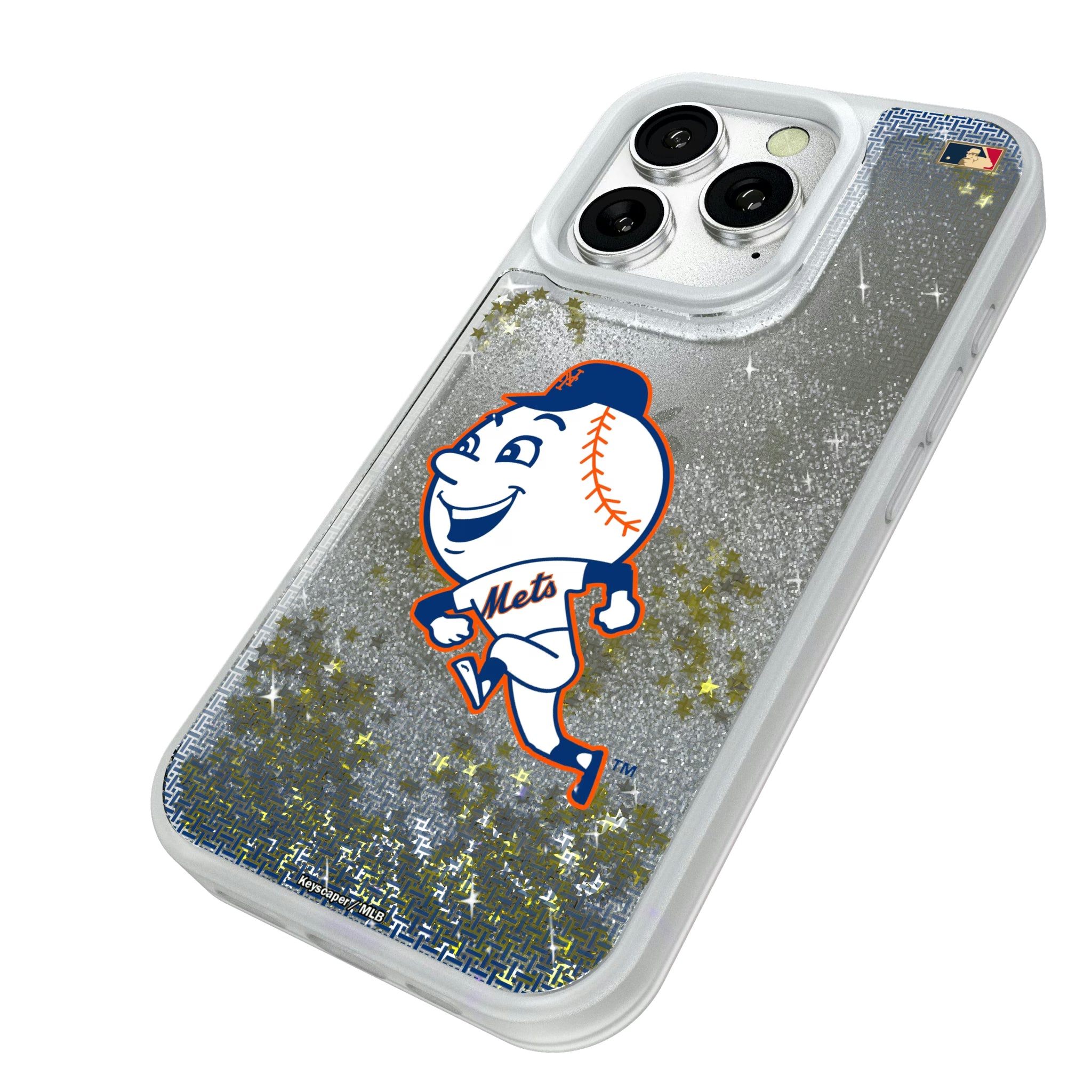 New York Mets 2014 - Cooperstown Collection Linen iPhone Glitter Phone Case for Apple iPhone - Isometric View#Device_iPhone 16 Pro