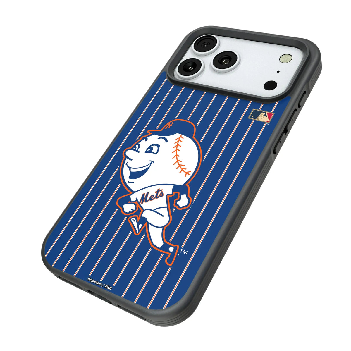 New York Mets 2014 - Cooperstown Collection Pinstripe iPhone Bump Phone Case for Apple iPhone - Isometric View#Device_iPhone 18 Pro Max