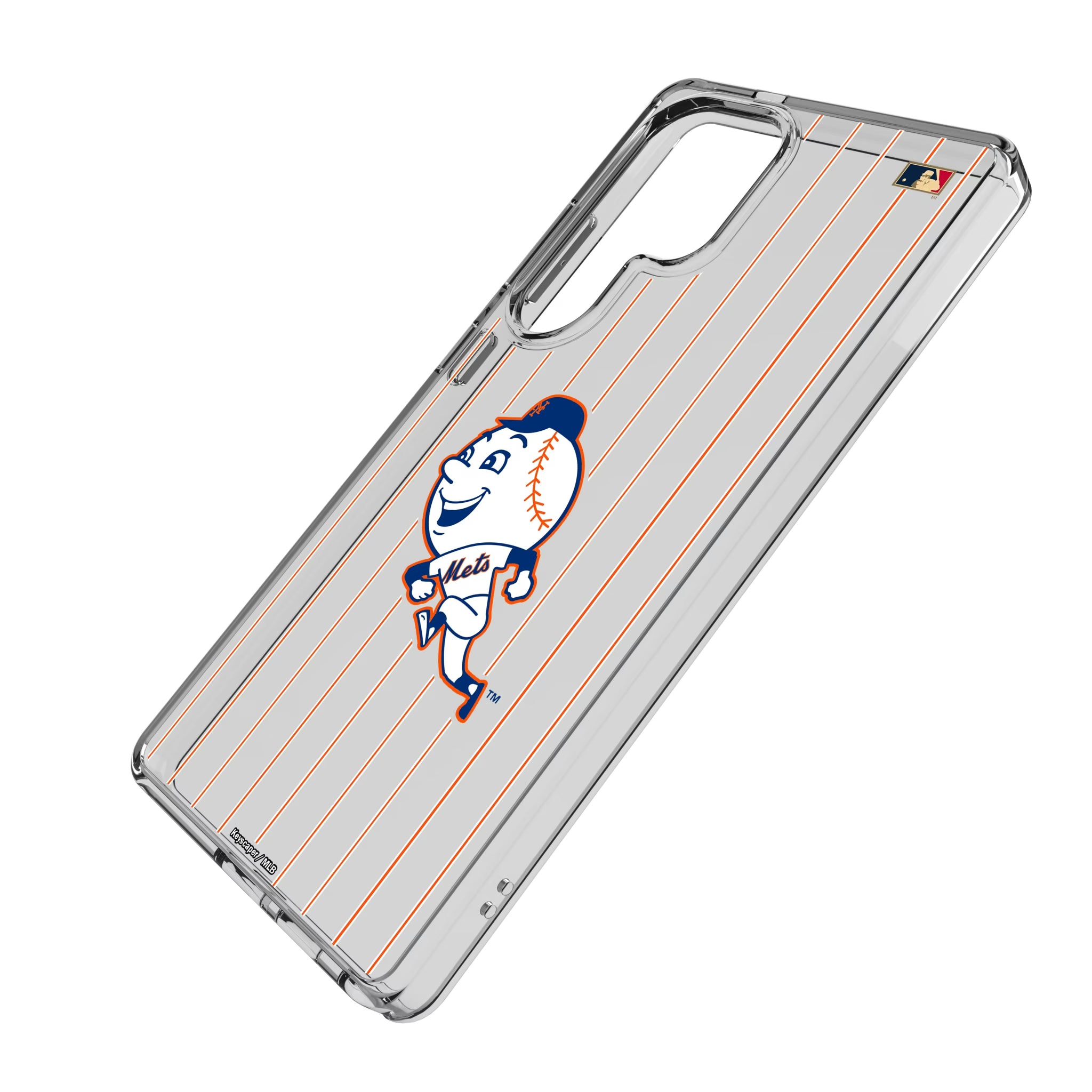 New York Mets 2014 - Cooperstown Collection Pinstripe Galaxy Clear Phone Case for Samsung Galaxy - Isometric View