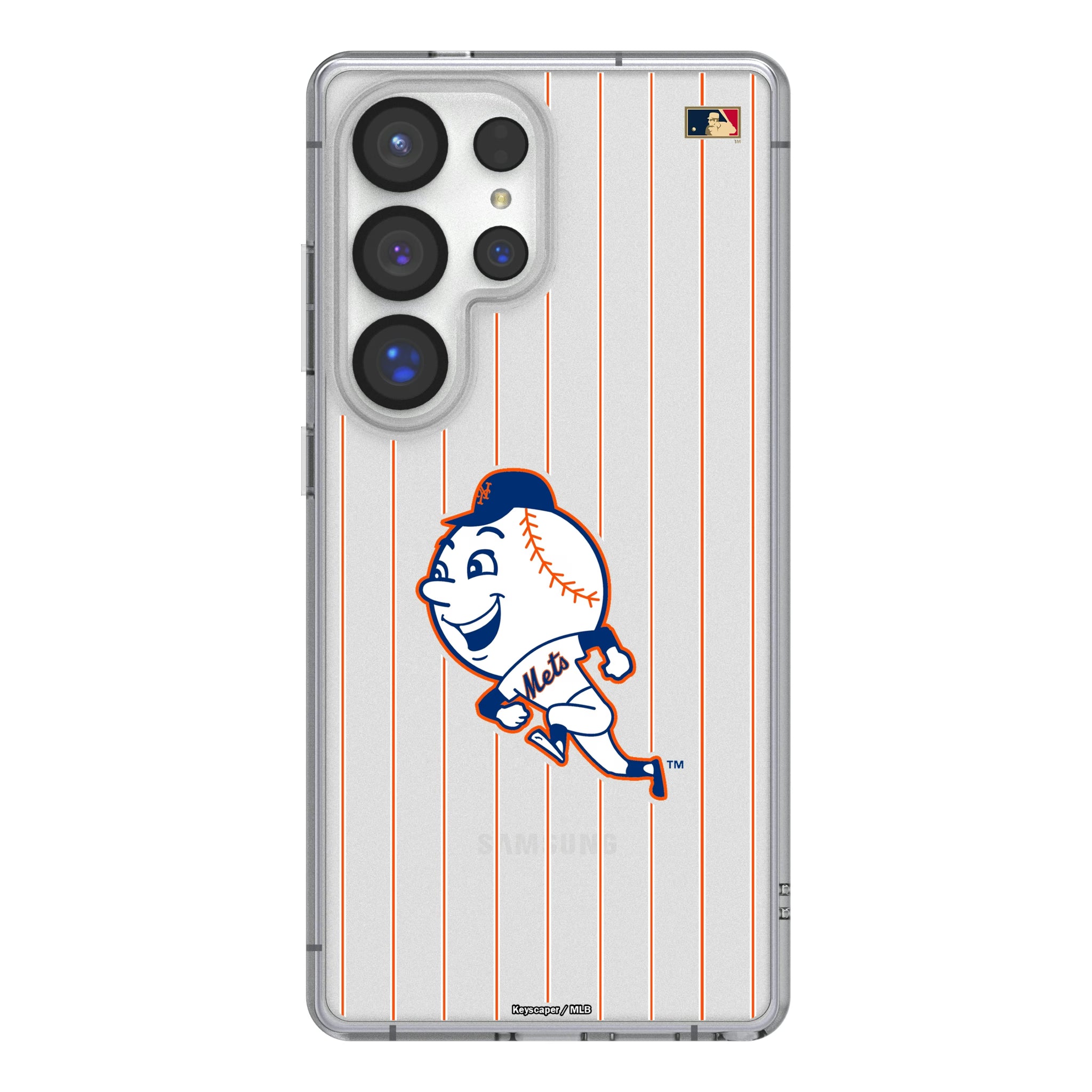 New York Mets 2014 - Cooperstown Collection Pinstripe Galaxy Clear Phone Case for Samsung Galaxy