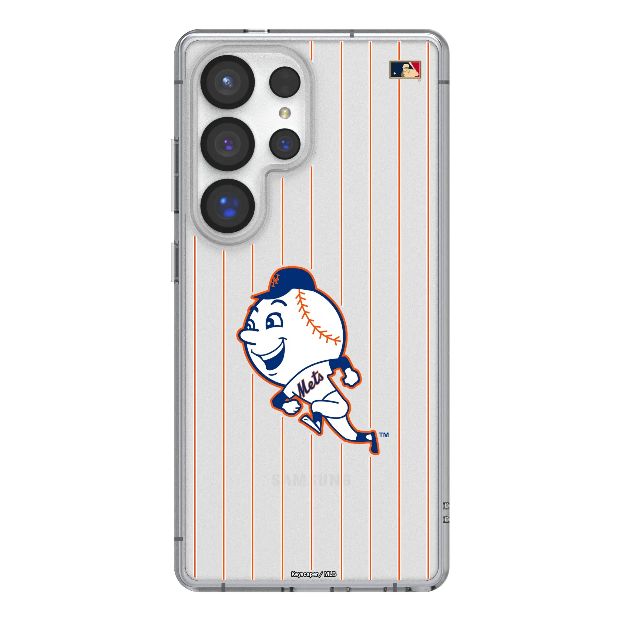 New York Mets 2014 - Cooperstown Collection Pinstripe Galaxy Clear Phone Case for Samsung Galaxy#Device_Galaxy S25 Ultra