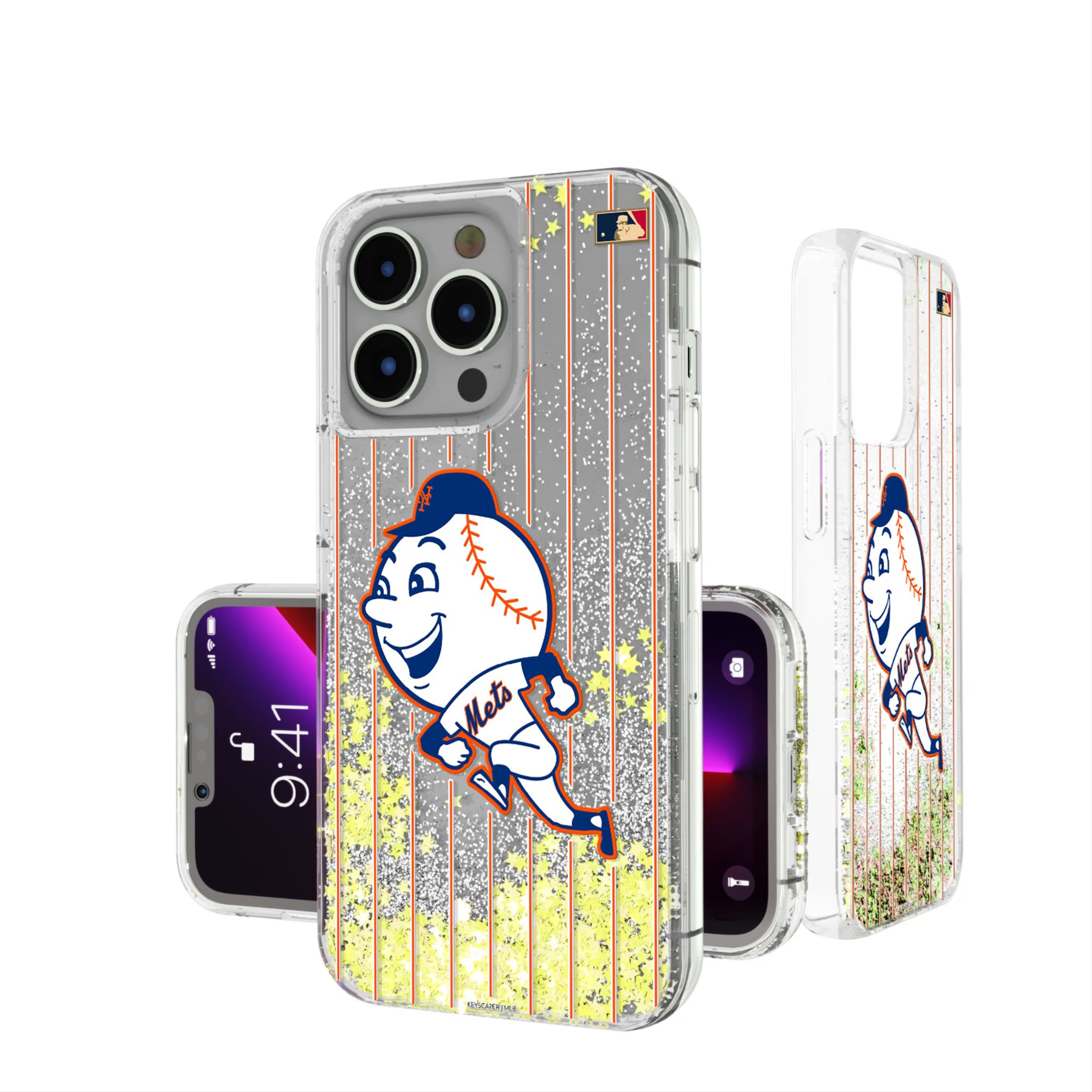 New York Mets 2014 - Cooperstown Collection Pinstripe iPhone Glitter Phone Case for Apple iPhone