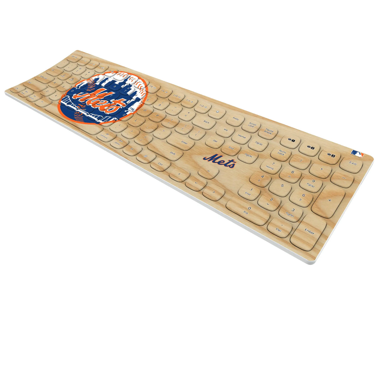 New York Mets Baseball Bat KKB605 Curved Wireless Keyboard - Isometric View