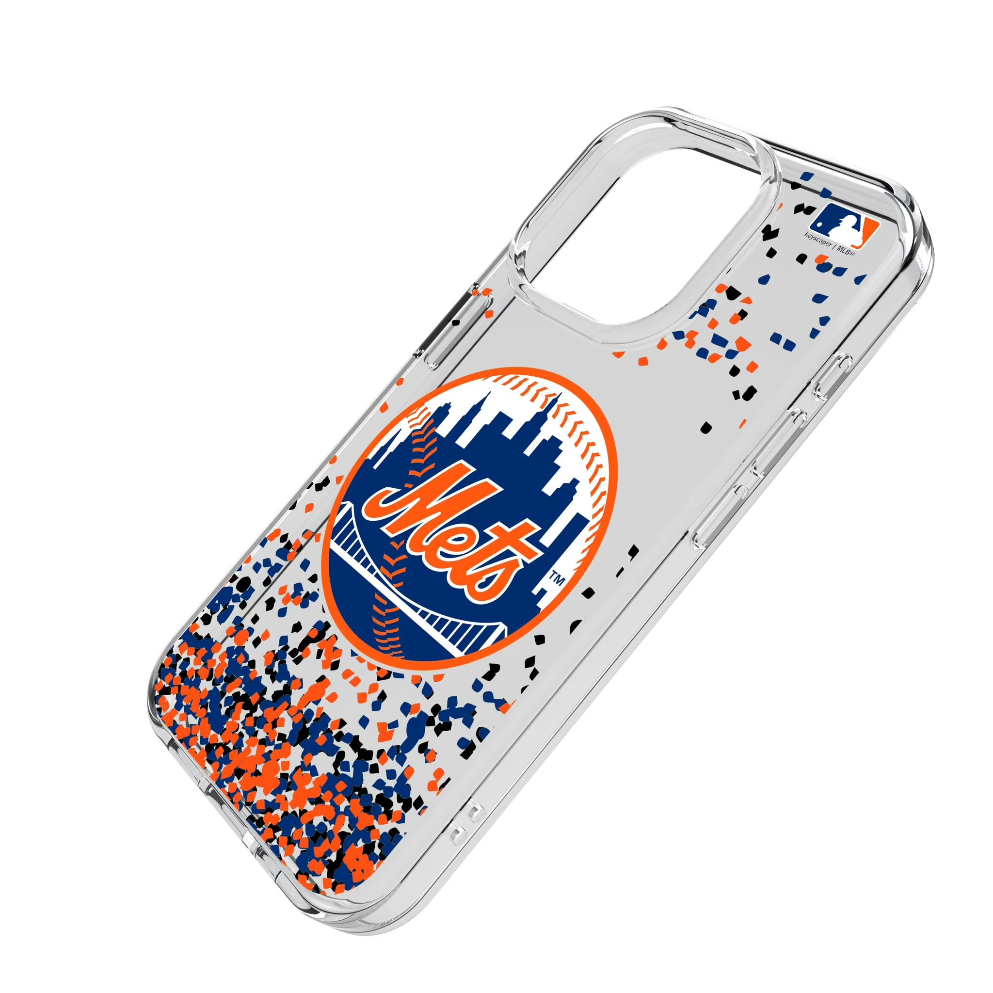 New York Mets Confetti iPhone Clear Phone Case for Apple iPhone - Isometric View