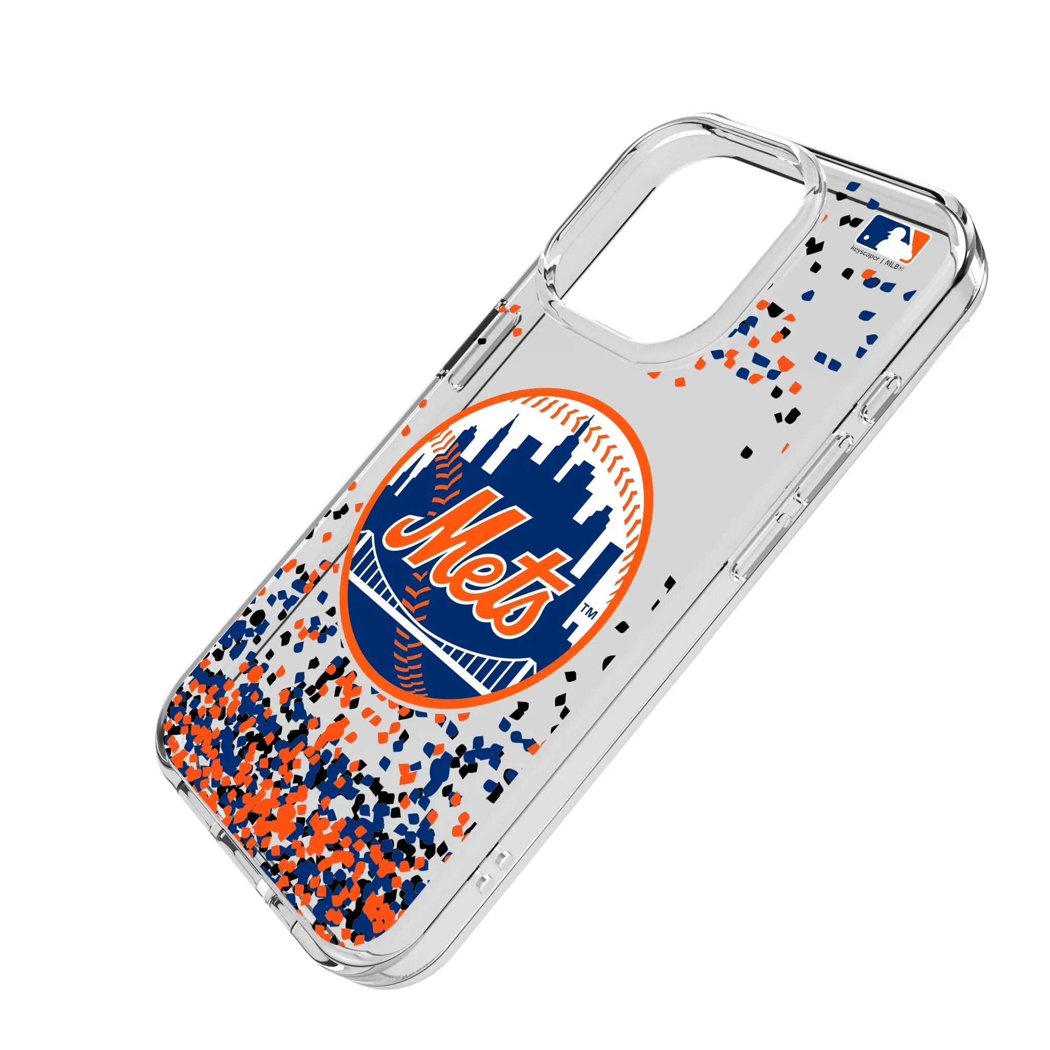 New York Mets Confetti iPhone Clear Phone Case for Apple iPhone - Isometric View