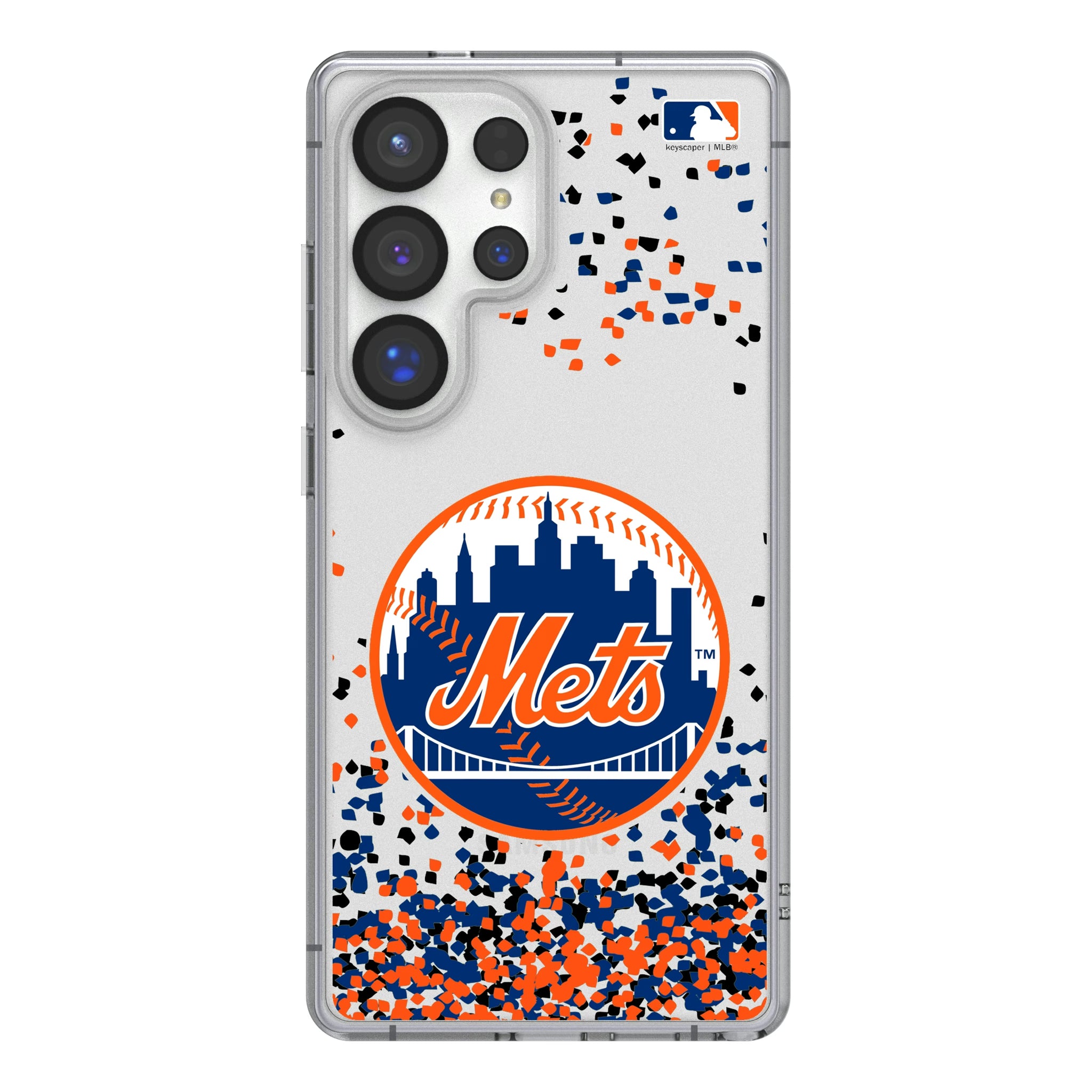 New York Mets Confetti Galaxy Clear Phone Case for Samsung Galaxy