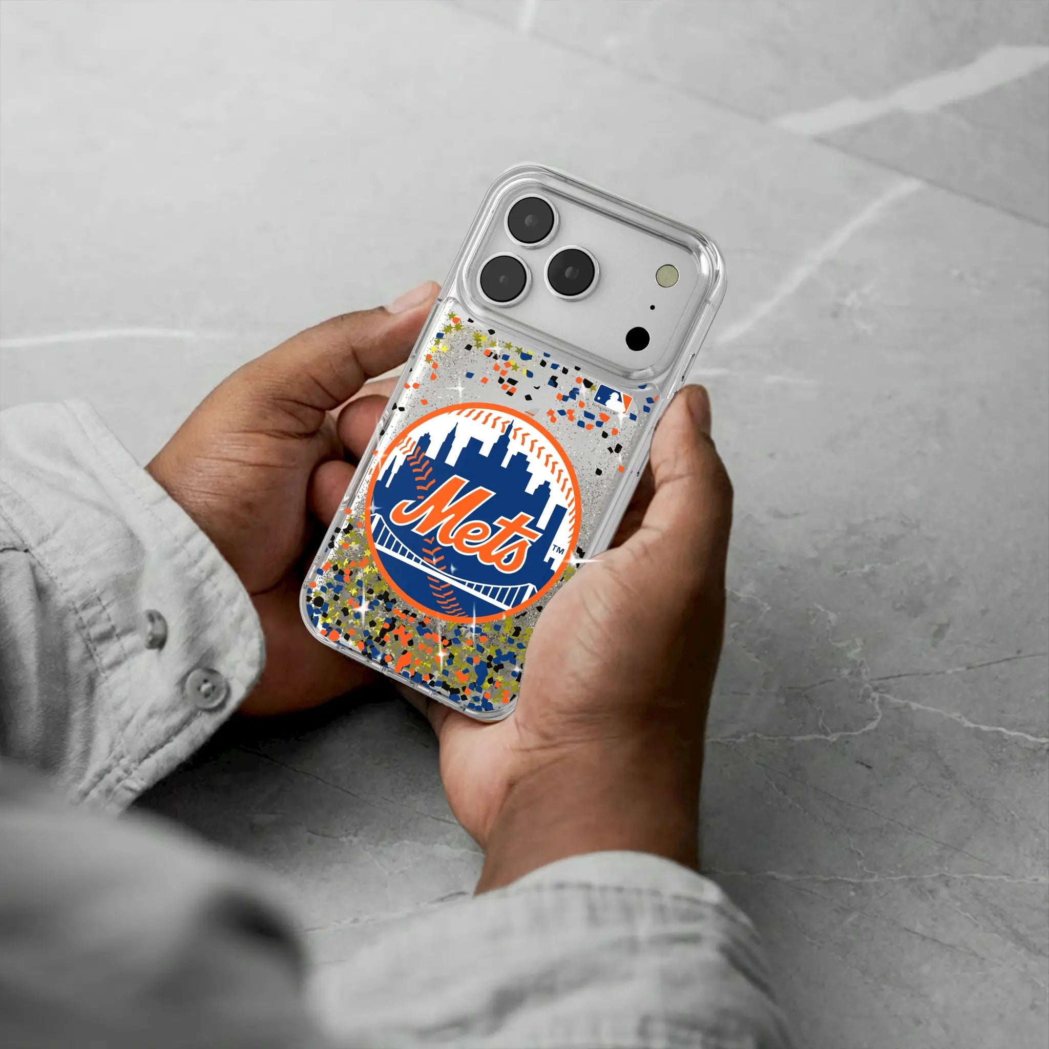 New York Mets Confetti iPhone Glitter Phone Case for Apple iPhone - Lifestyle