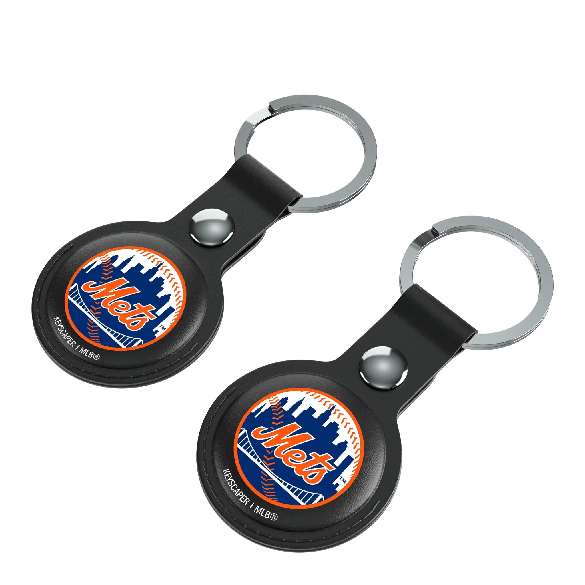 New York Mets Insignia AirTag Black Airtag Holder 2-Pack - Isometric View
