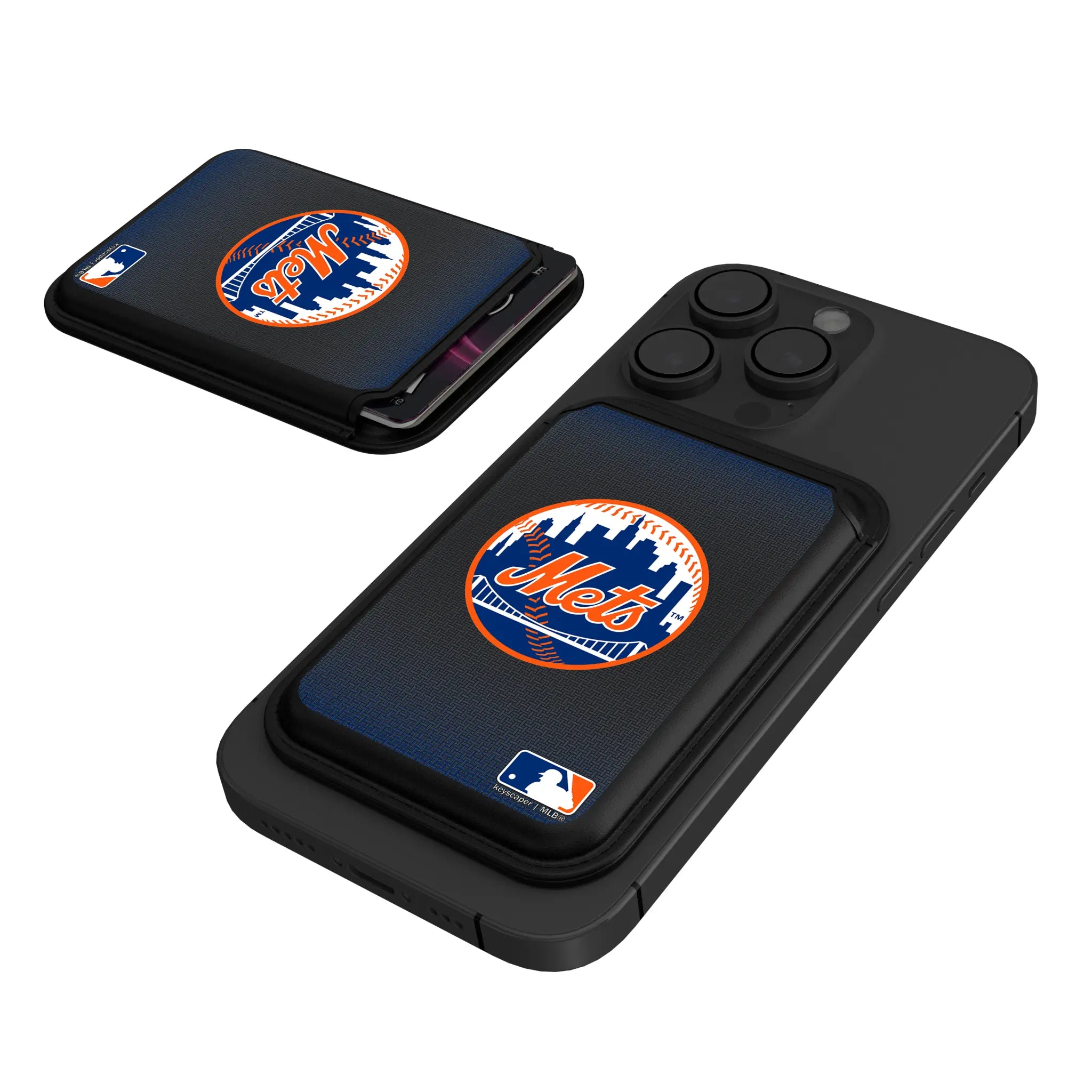 New York Mets Linen Black Magnetic Credit Card Wallet