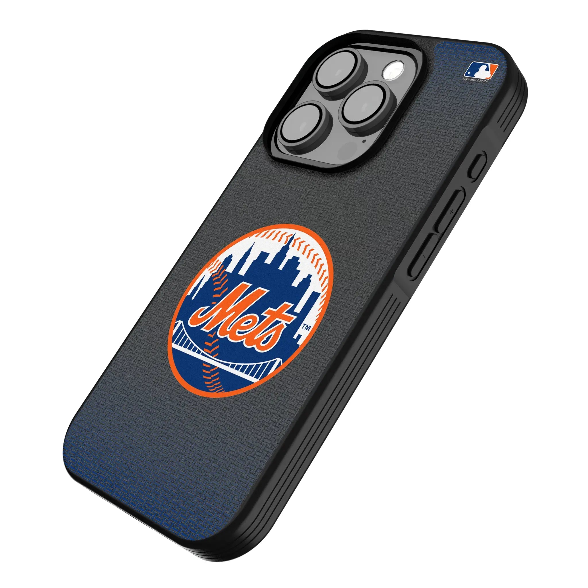 New York Mets Linen iPhone Bump Phone Case for Apple iPhone - Isometric View
