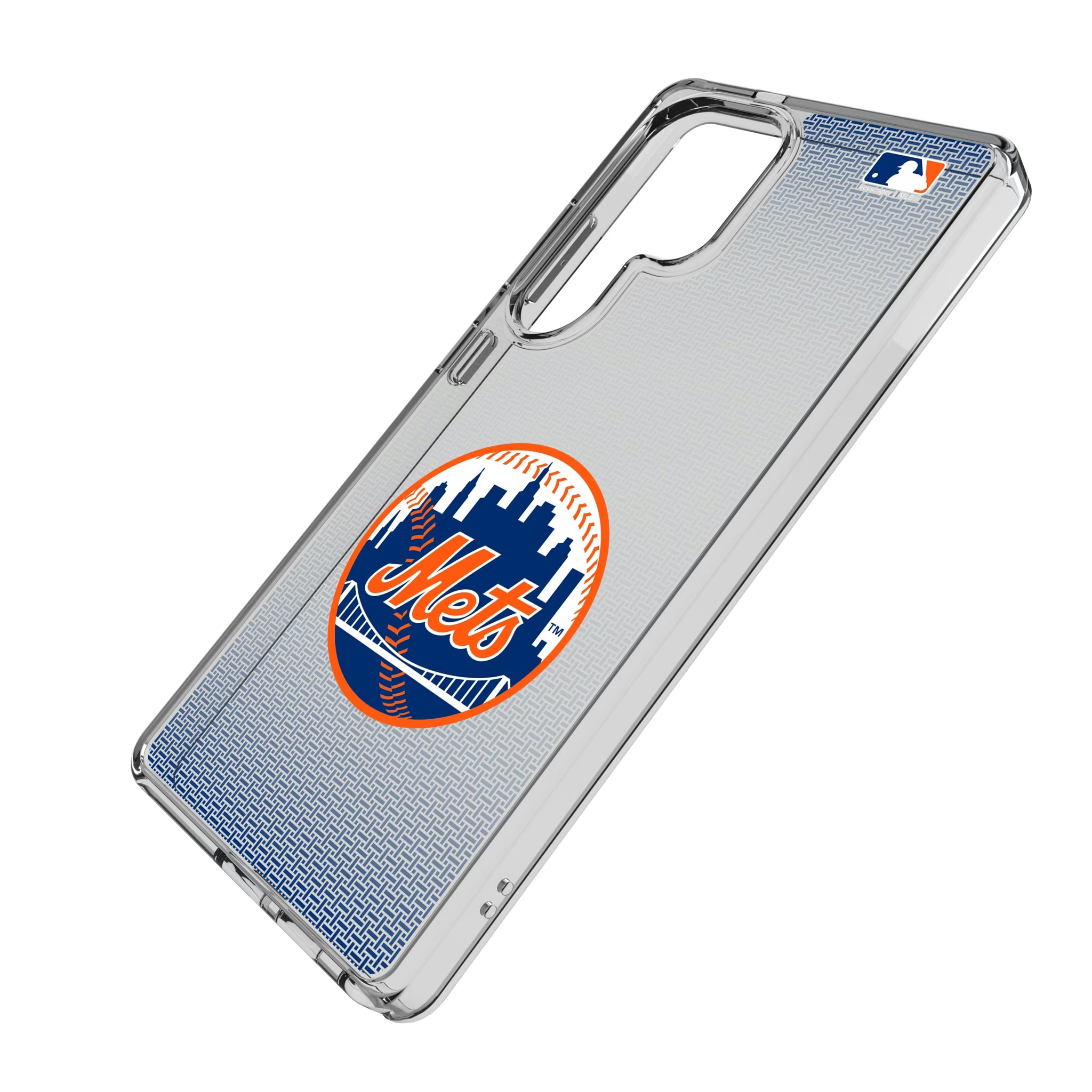 New York Mets Linen Galaxy Clear Phone Case for Samsung Galaxy - Isometric View