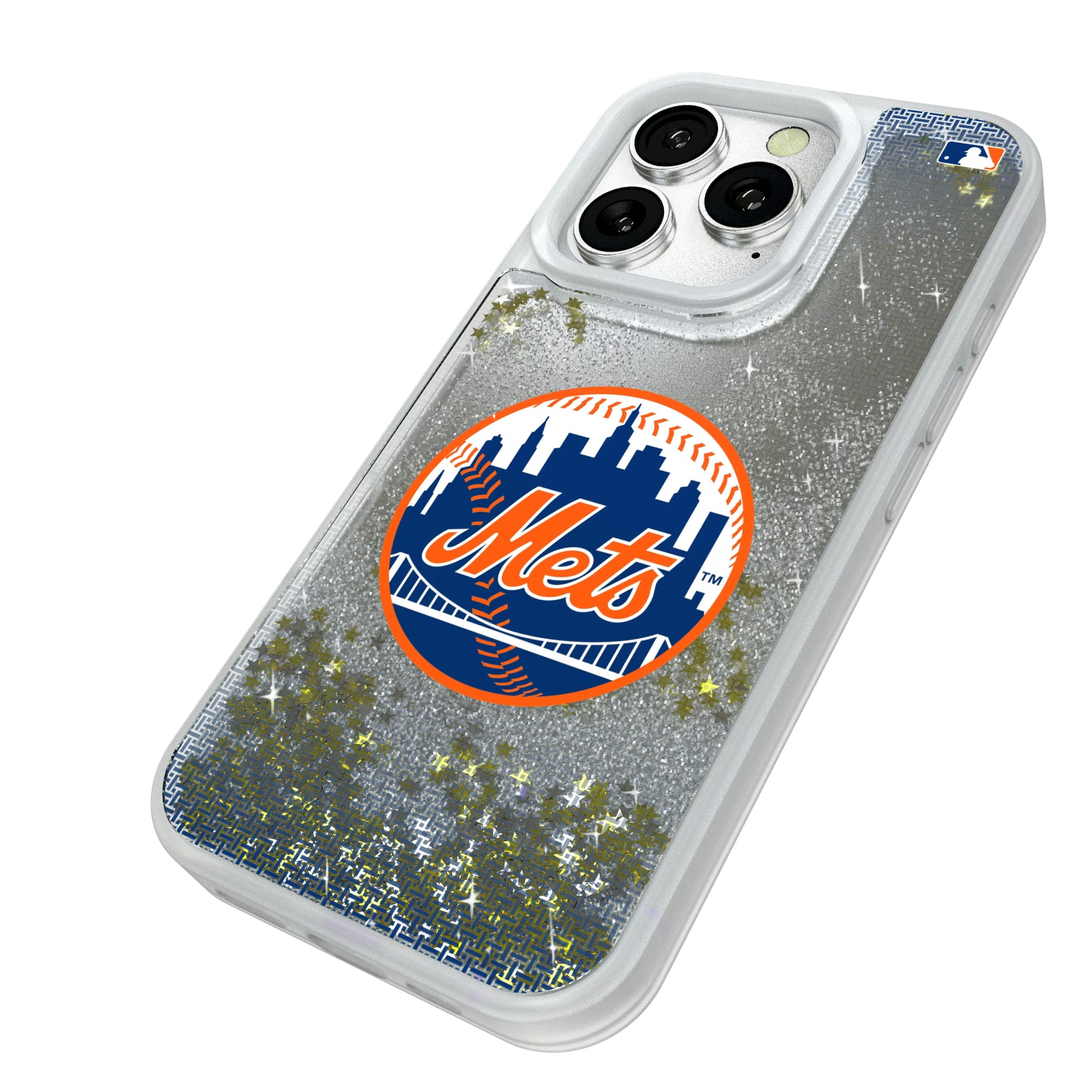 New York Mets Linen iPhone Glitter Phone Case for Apple iPhone - Isometric View#Device_iPhone 16 Pro