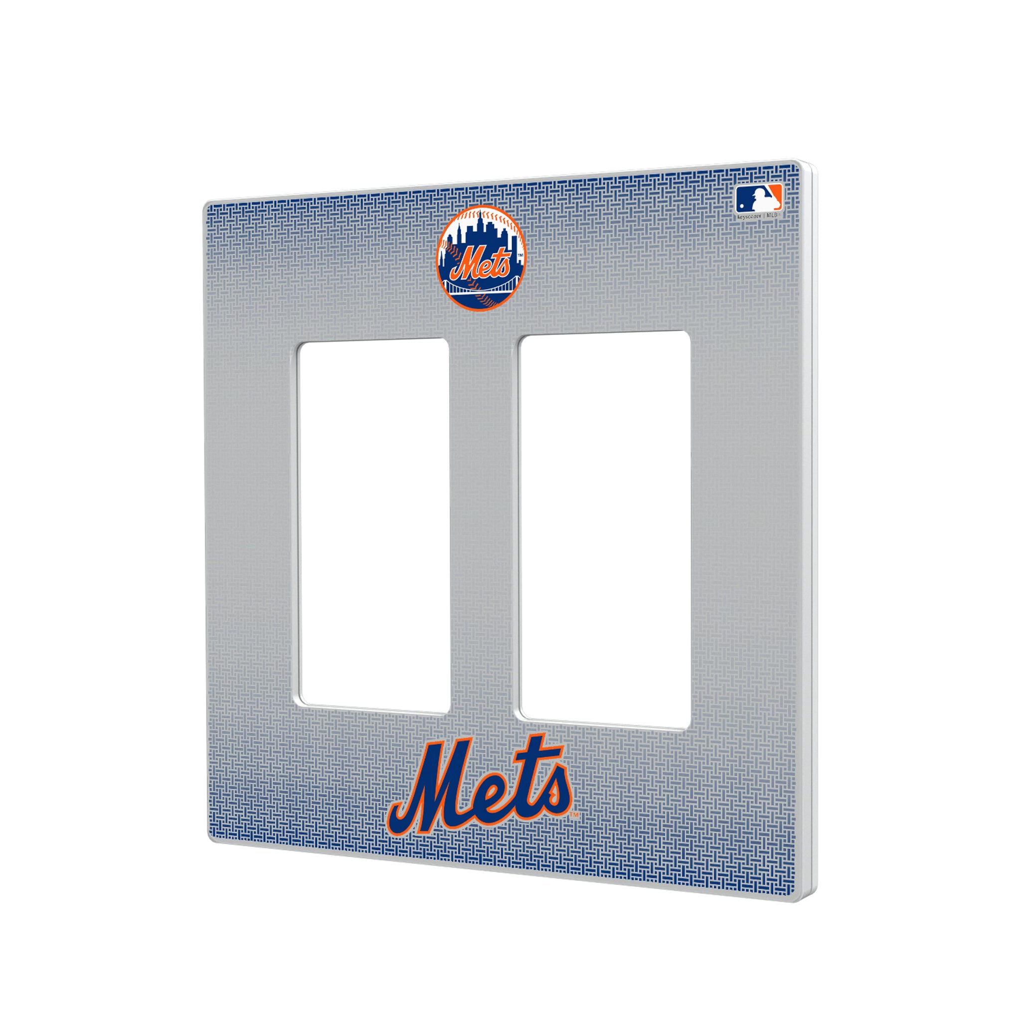 New York Mets Linen Hidden-Screw Light Switch Plate#Style_Double Rocker