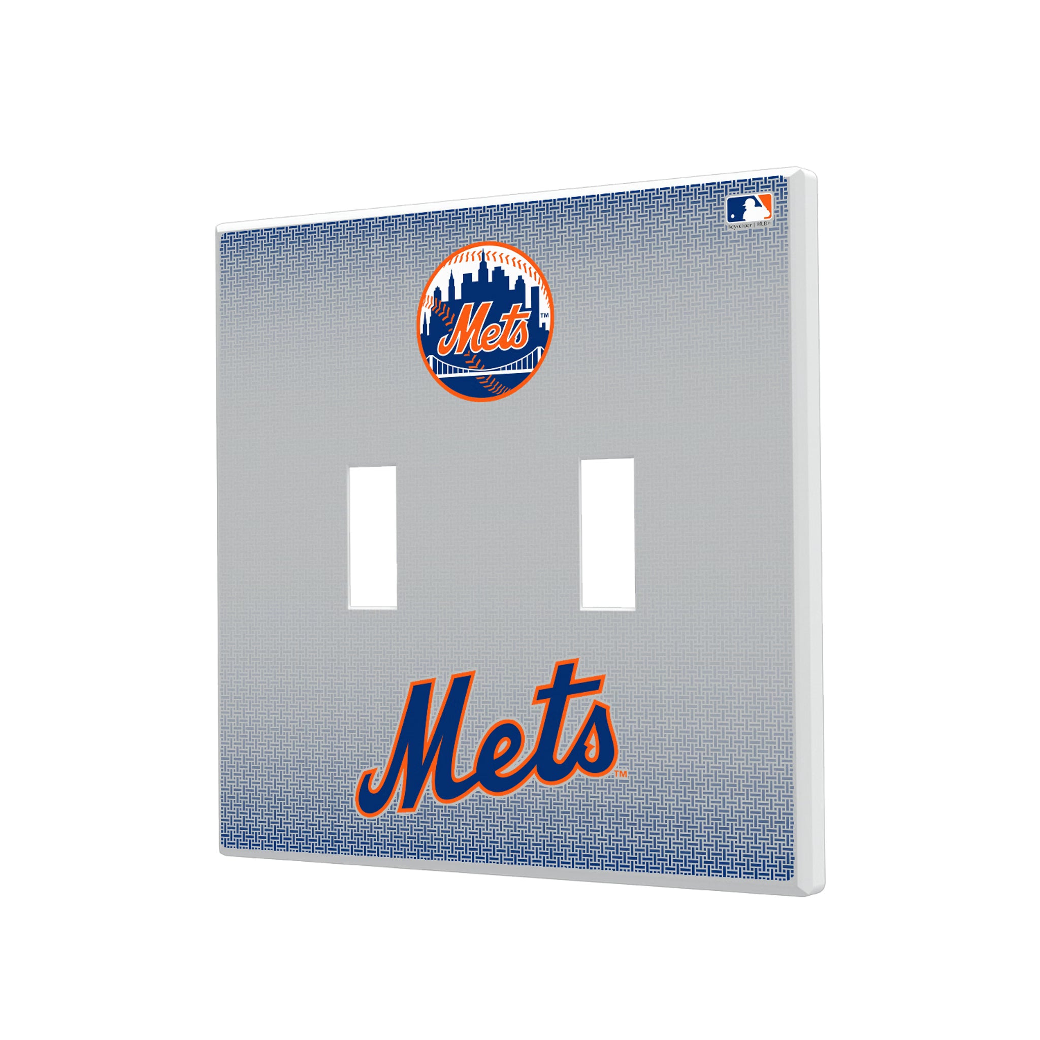 New York Mets Linen Hidden-Screw Light Switch Plate#Style_Double Toggle