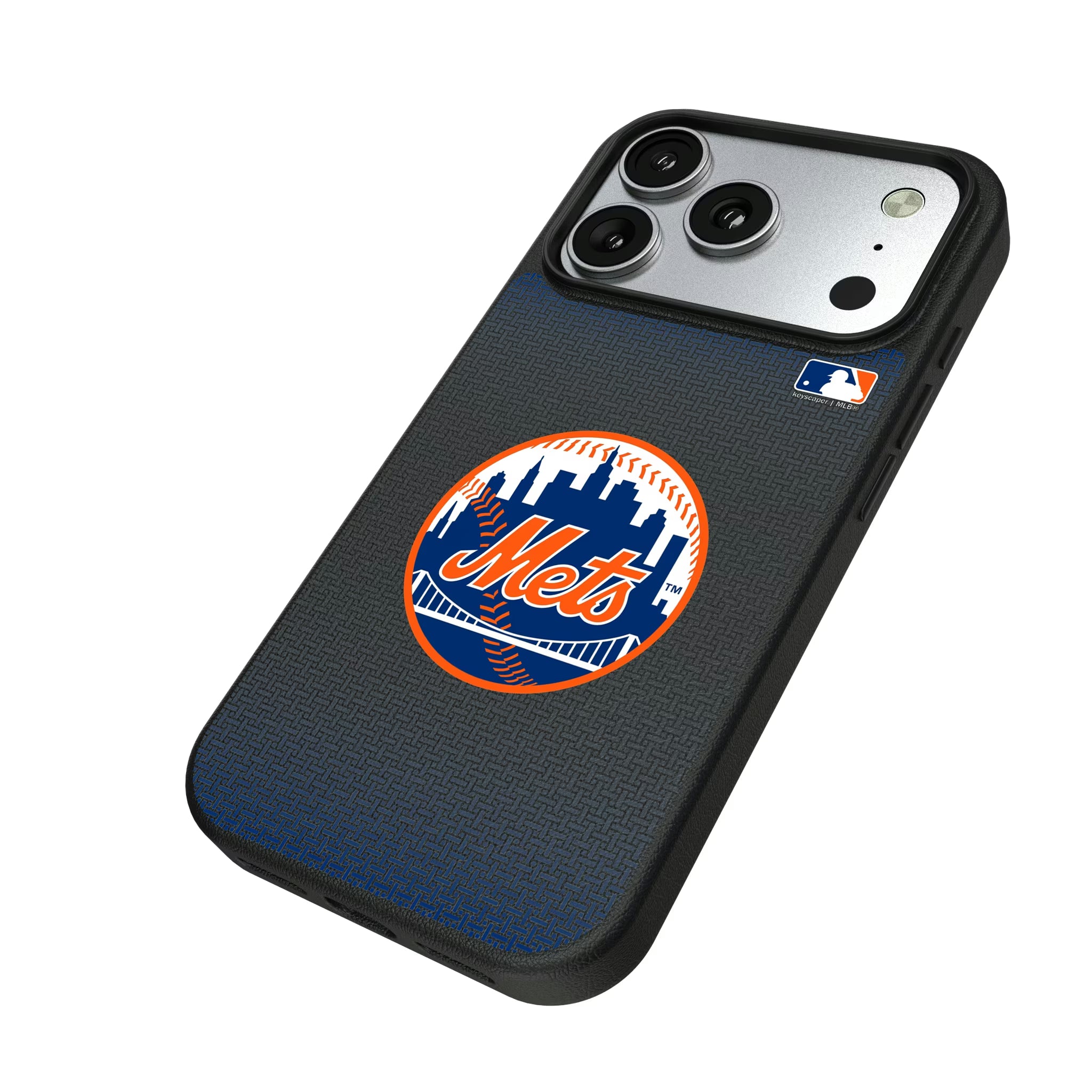 New York Mets Linen iPhone MagSafe Compatible Phone Case for Apple iPhone - Isometric View#Device_iPhone 17 Pro