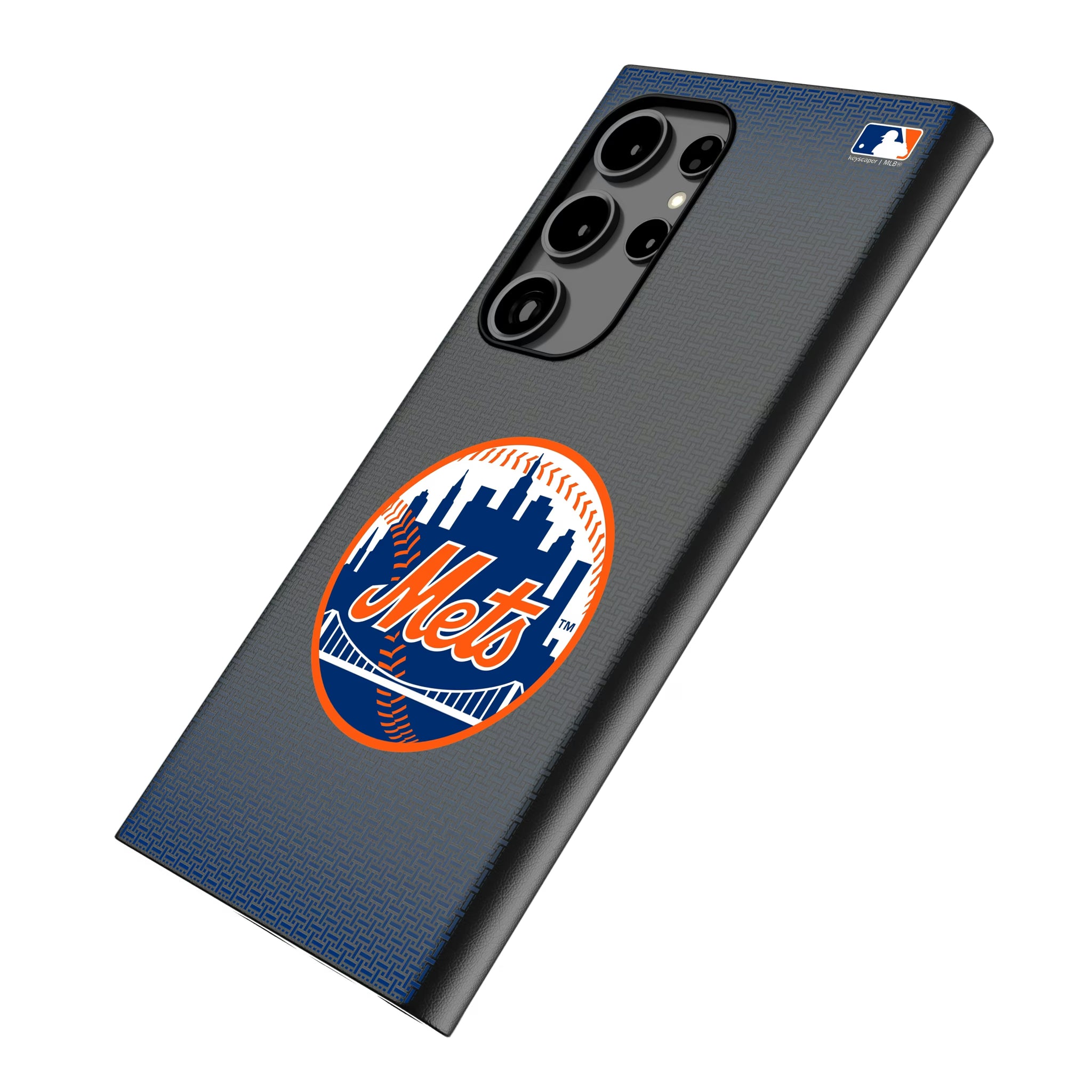 New York Mets Linen Galaxy MagSafe Compatible Phone Case for Samsung Galaxy - Isometric View