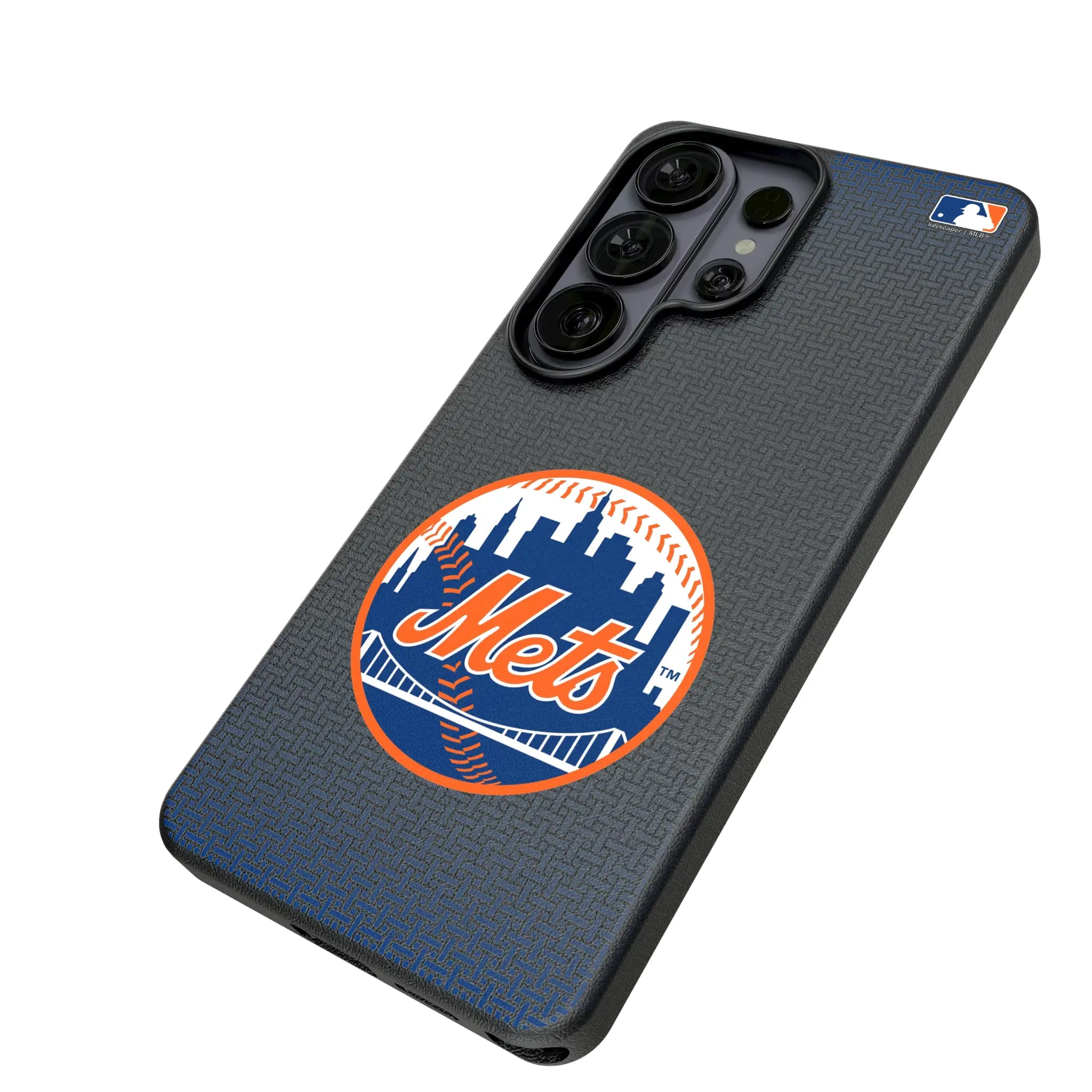 New York Mets Linen Galaxy MagSafe Compatible Phone Case for Samsung Galaxy - Isometric View#Device_Galaxy S26 Ultra
