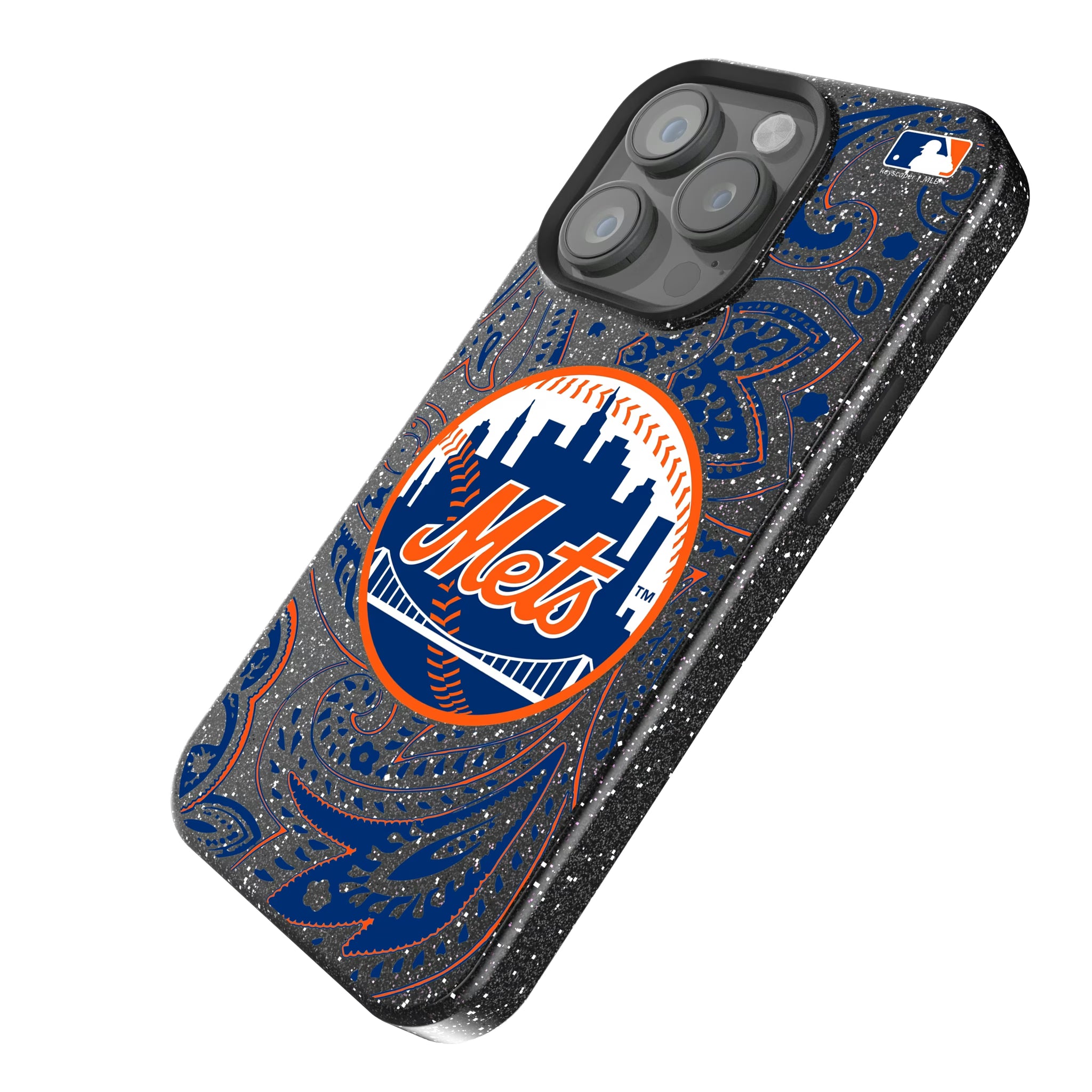 New York Mets Paisley iPhone Bling Phone Case for Apple iPhone - Isometric View