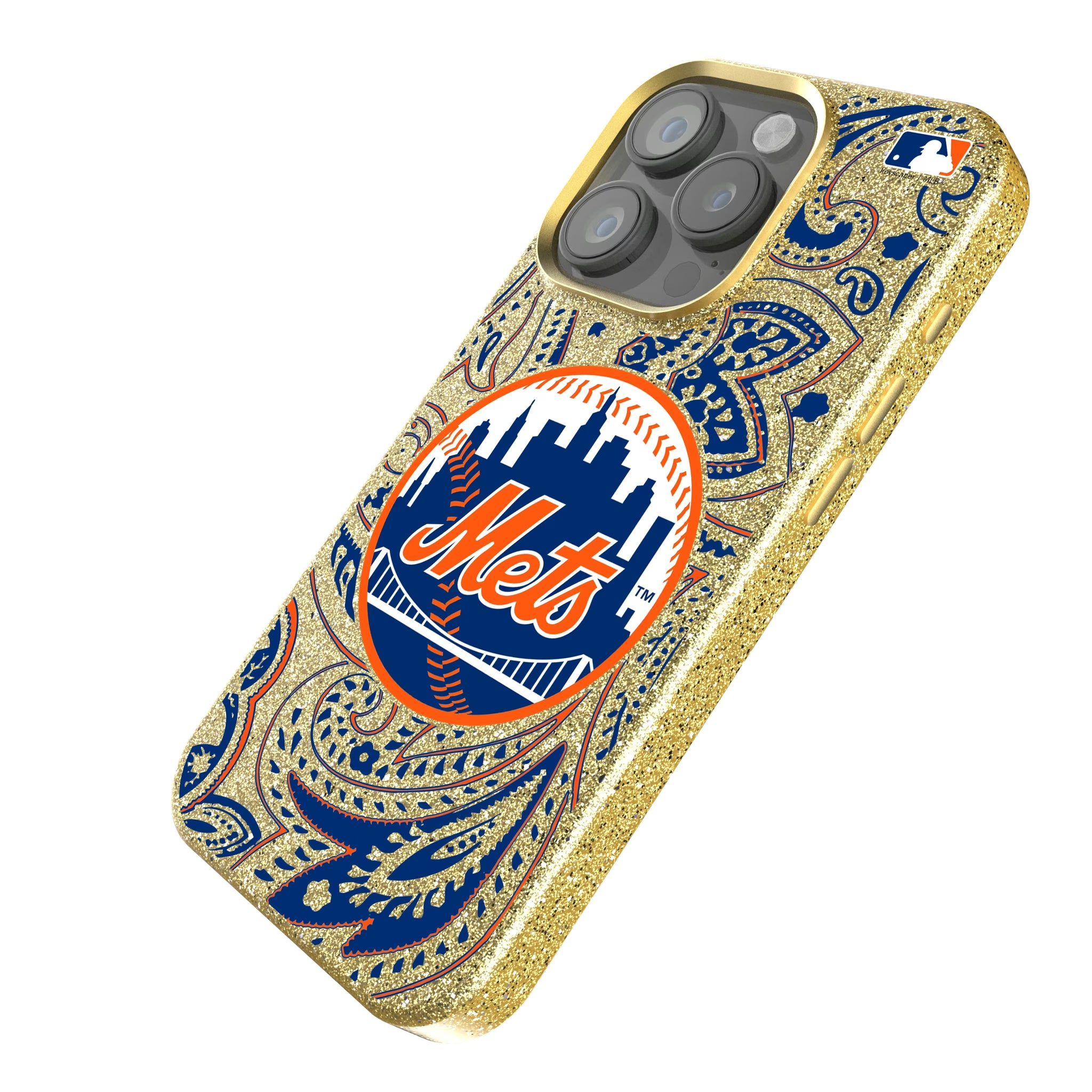 New York Mets Paisley iPhone Bling Phone Case for Apple iPhone - Isometric View