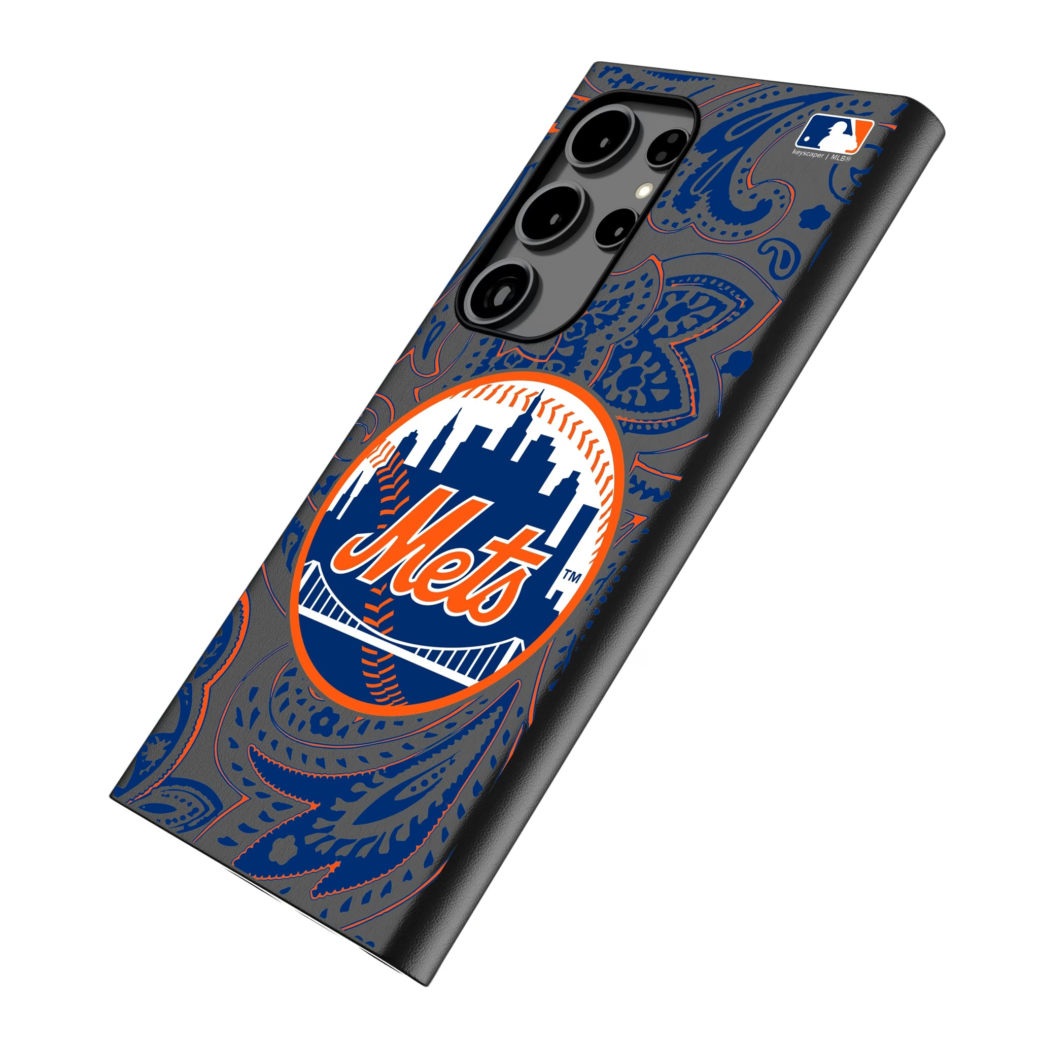 New York Mets Paisley Galaxy MagSafe Compatible Phone Case for Samsung Galaxy - Isometric View