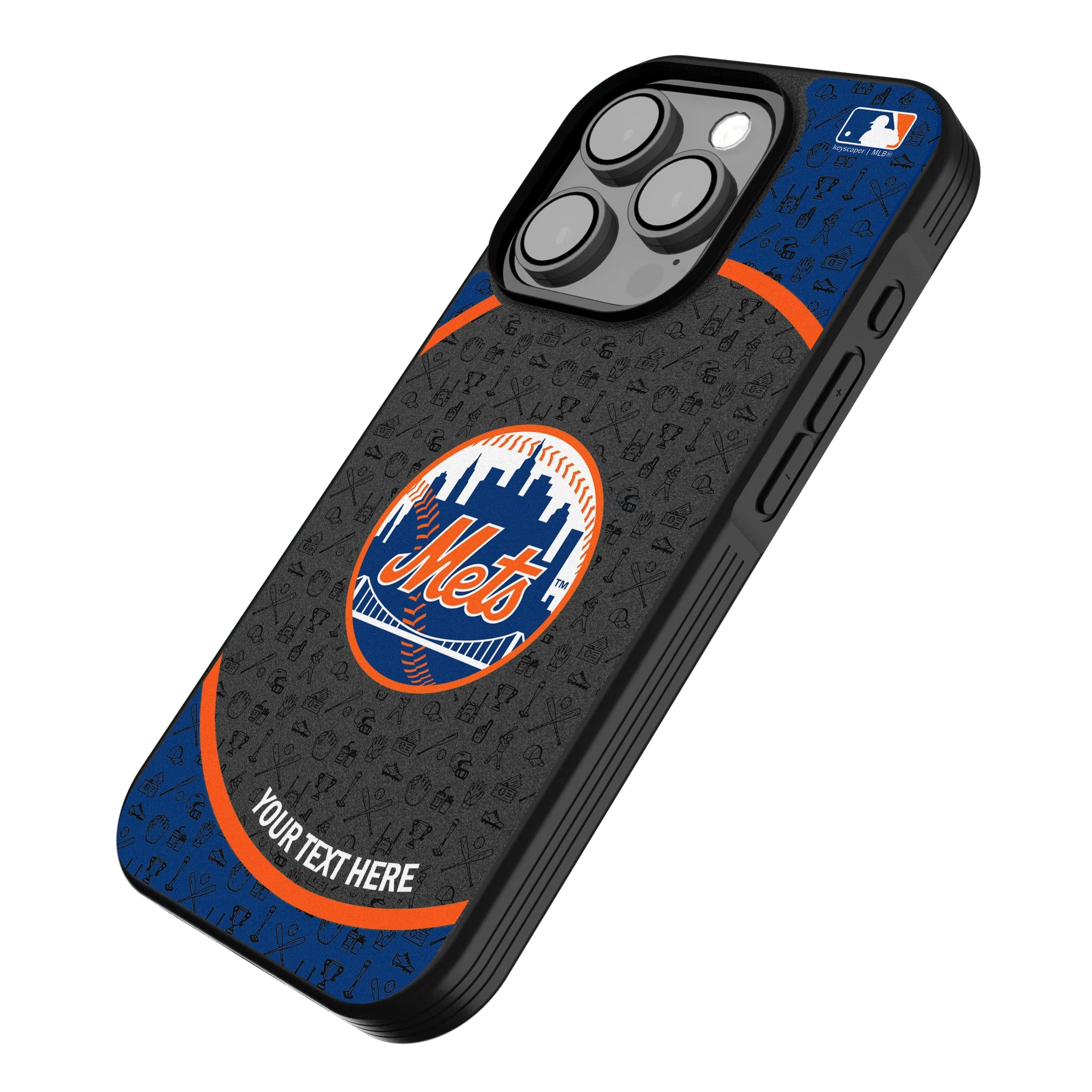 New York Mets Personalized Circle iPhone Bump Phone Case for Apple iPhone - Isometric View