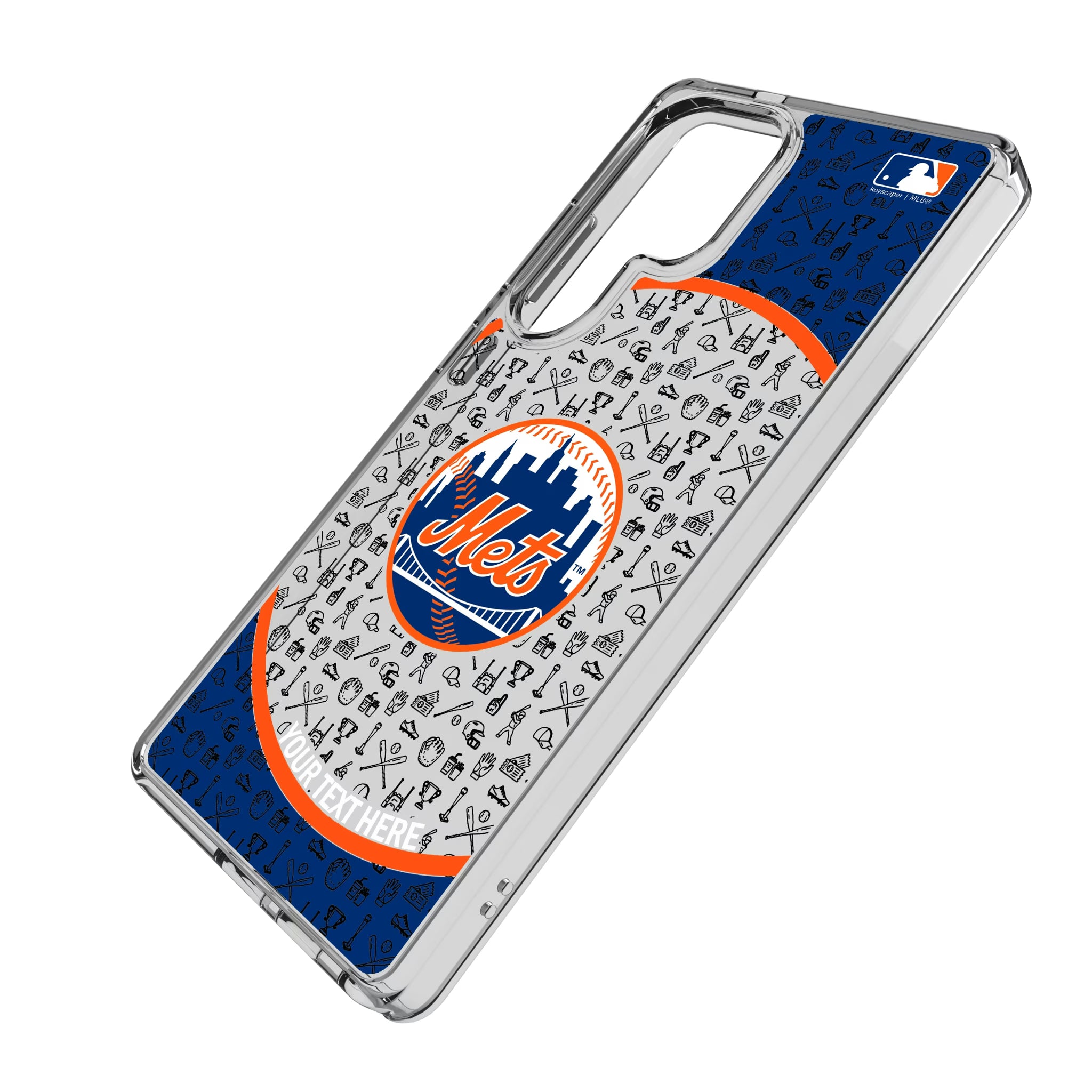 New York Mets Personalized Circle Galaxy Clear Phone Case for Samsung Galaxy - Isometric View