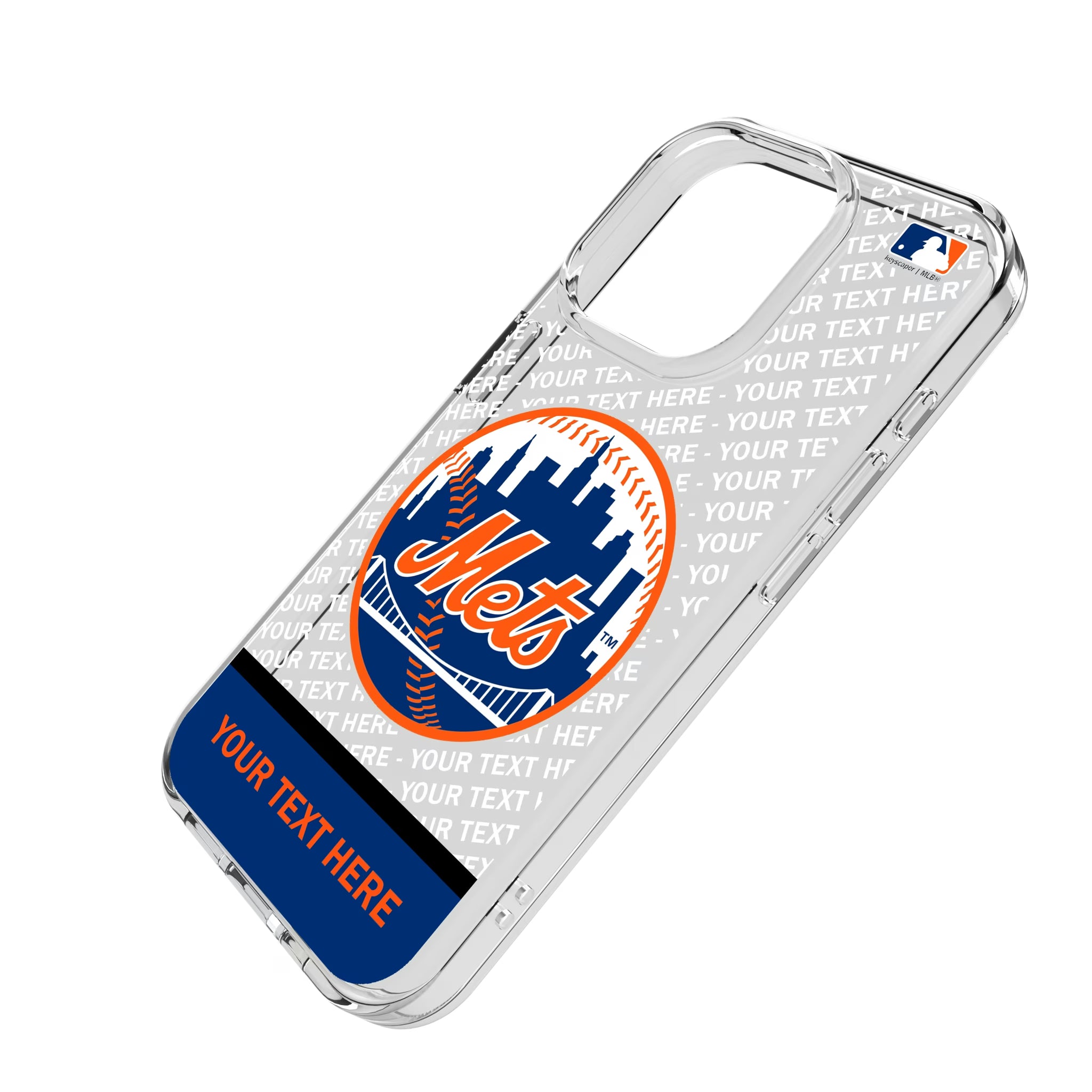 New York Mets Personalized EndZone Plus iPhone Clear Phone Case for Apple iPhone - Isometric View