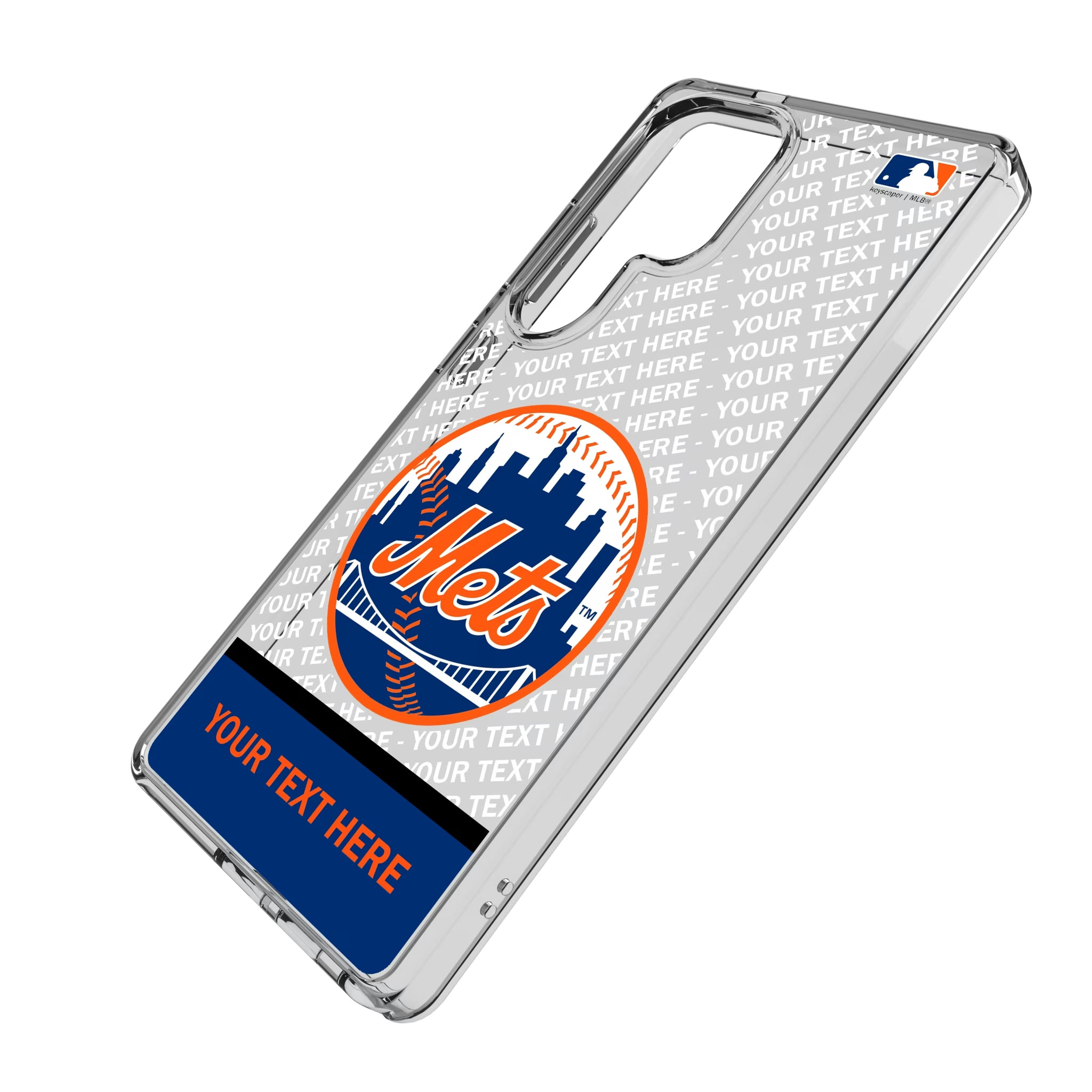 New York Mets Personalized EndZone Plus Galaxy Clear Phone Case for Samsung Galaxy - Isometric View