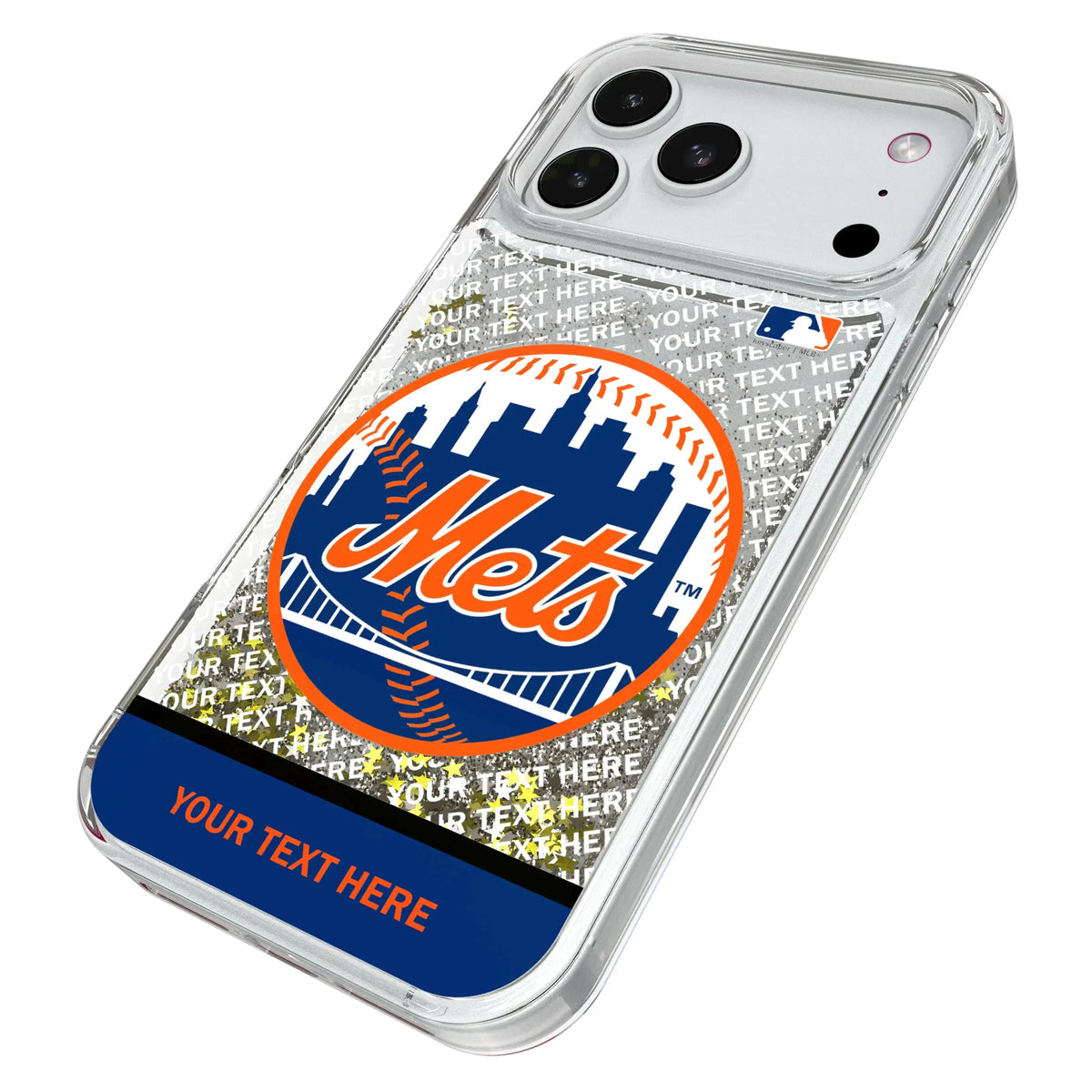 New York Mets Personalized EndZone Plus iPhone Glitter Phone Case for Apple iPhone - Isometric View#Device_iPhone 18 Pro Max
