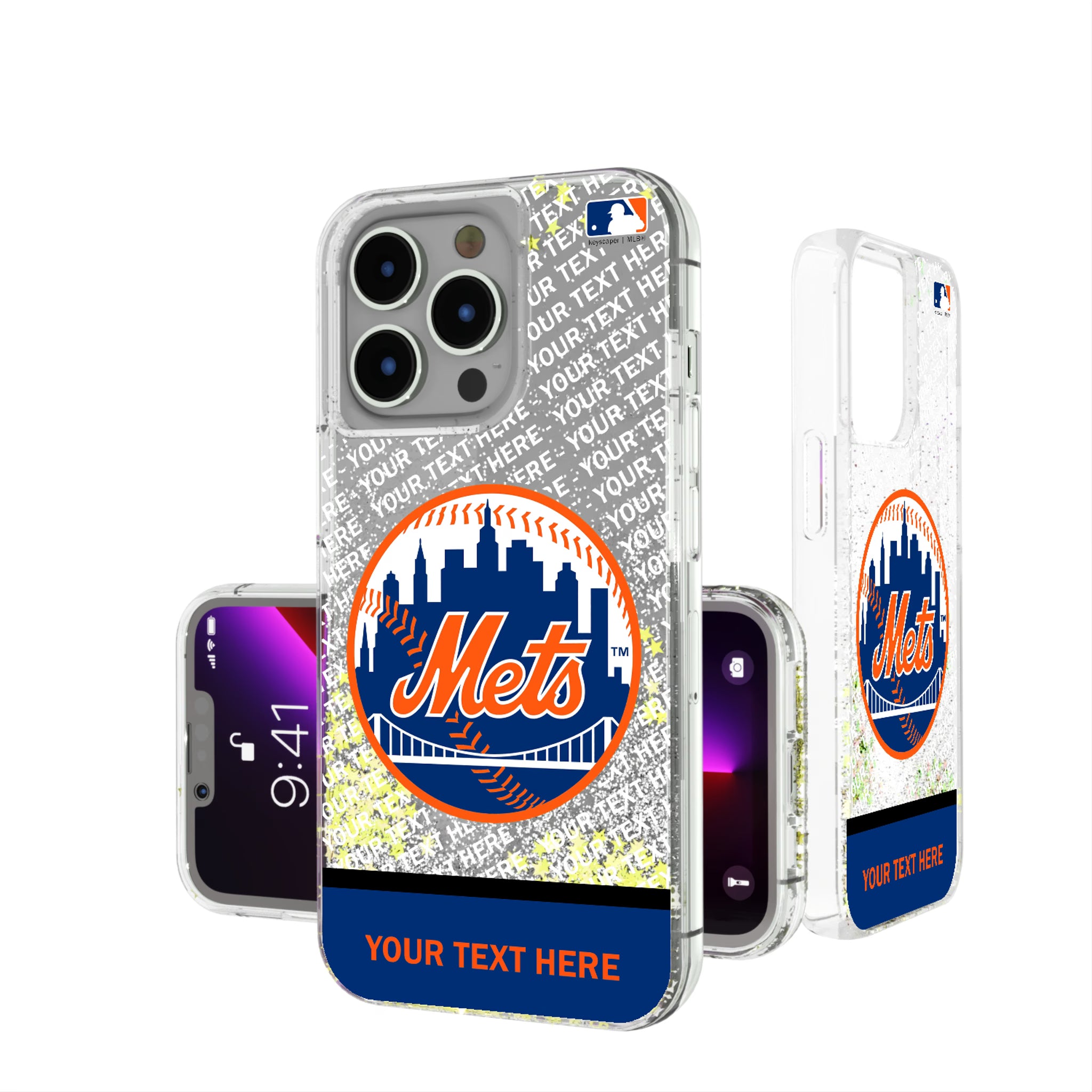 New York Mets Personalized EndZone Plus iPhone Glitter Phone Case for Apple iPhone