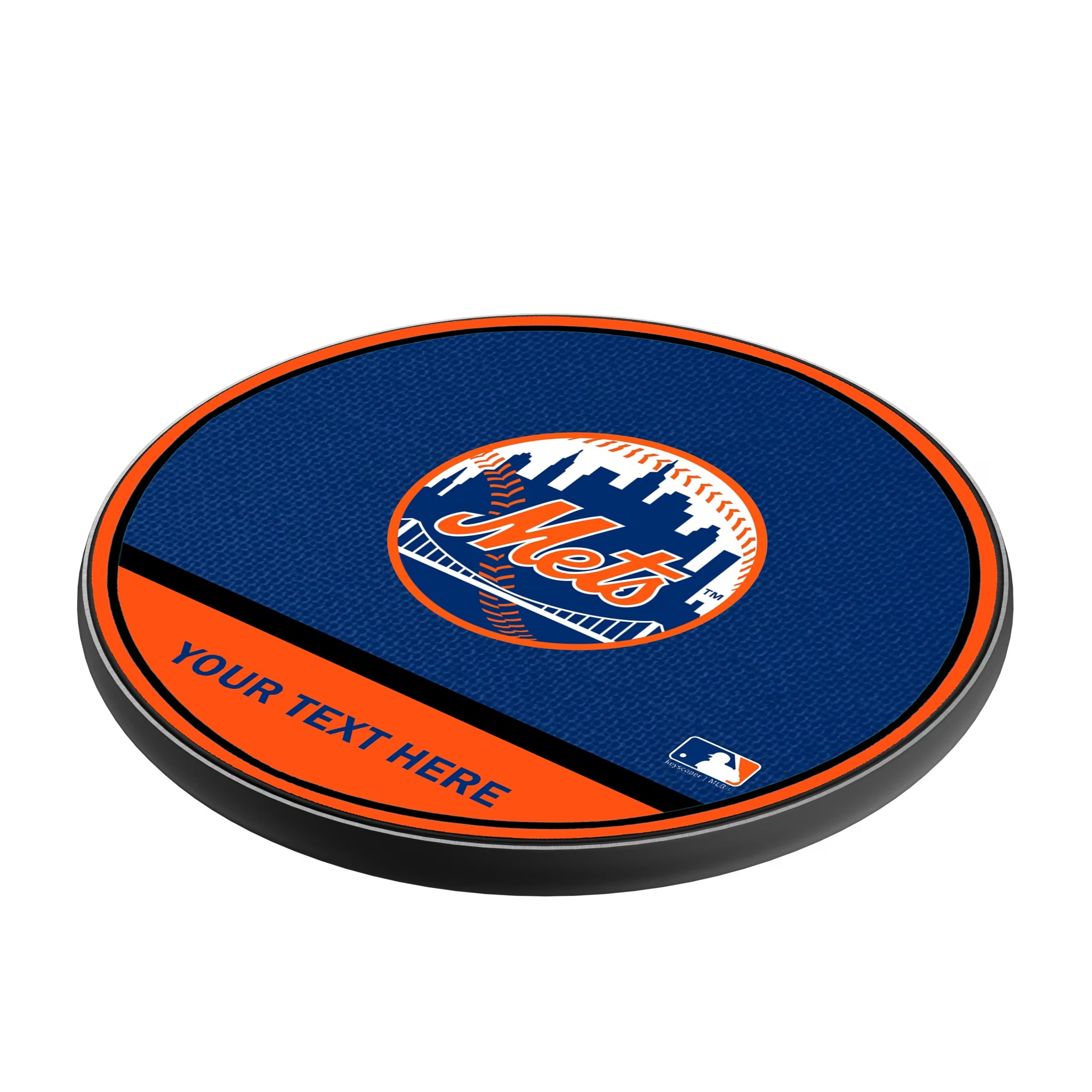New York Mets Personalized Endzone Solid 15-Watt Wireless Charger - Isometric View