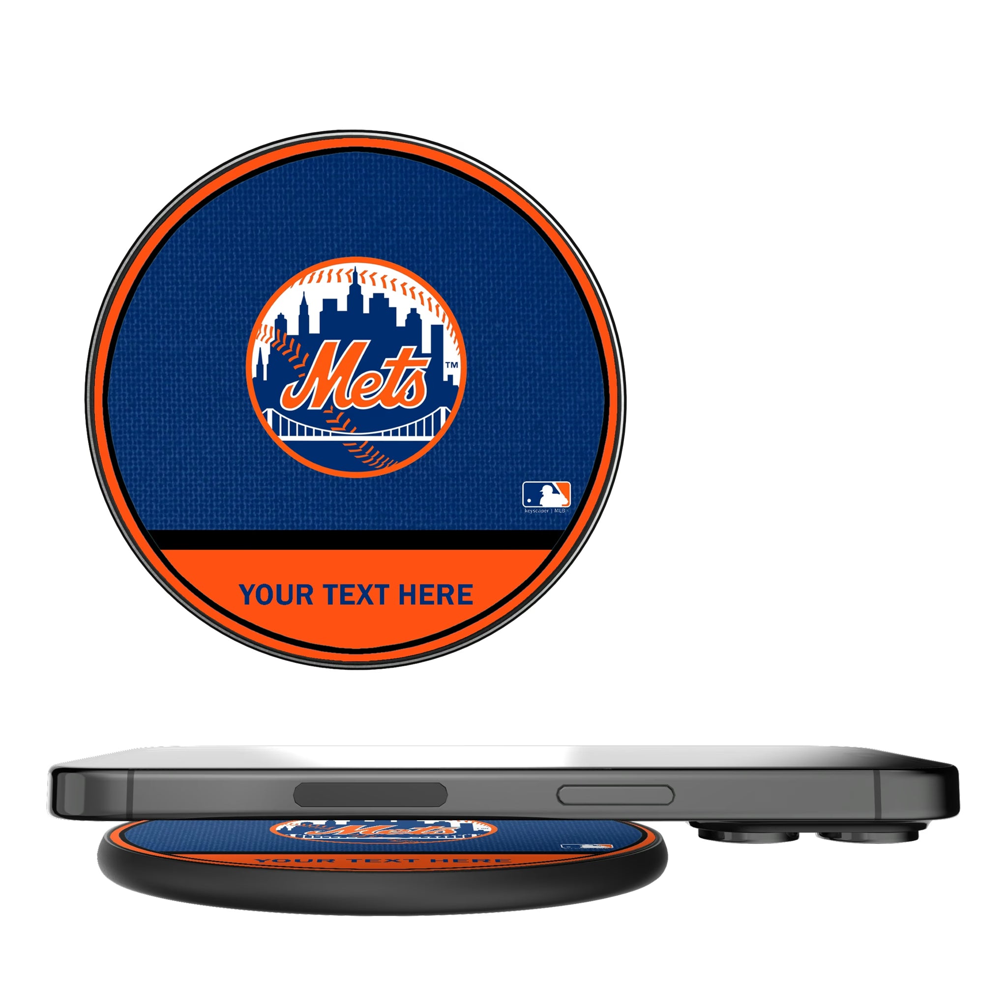 New York Mets Personalized Endzone Solid 15-Watt Wireless Charger